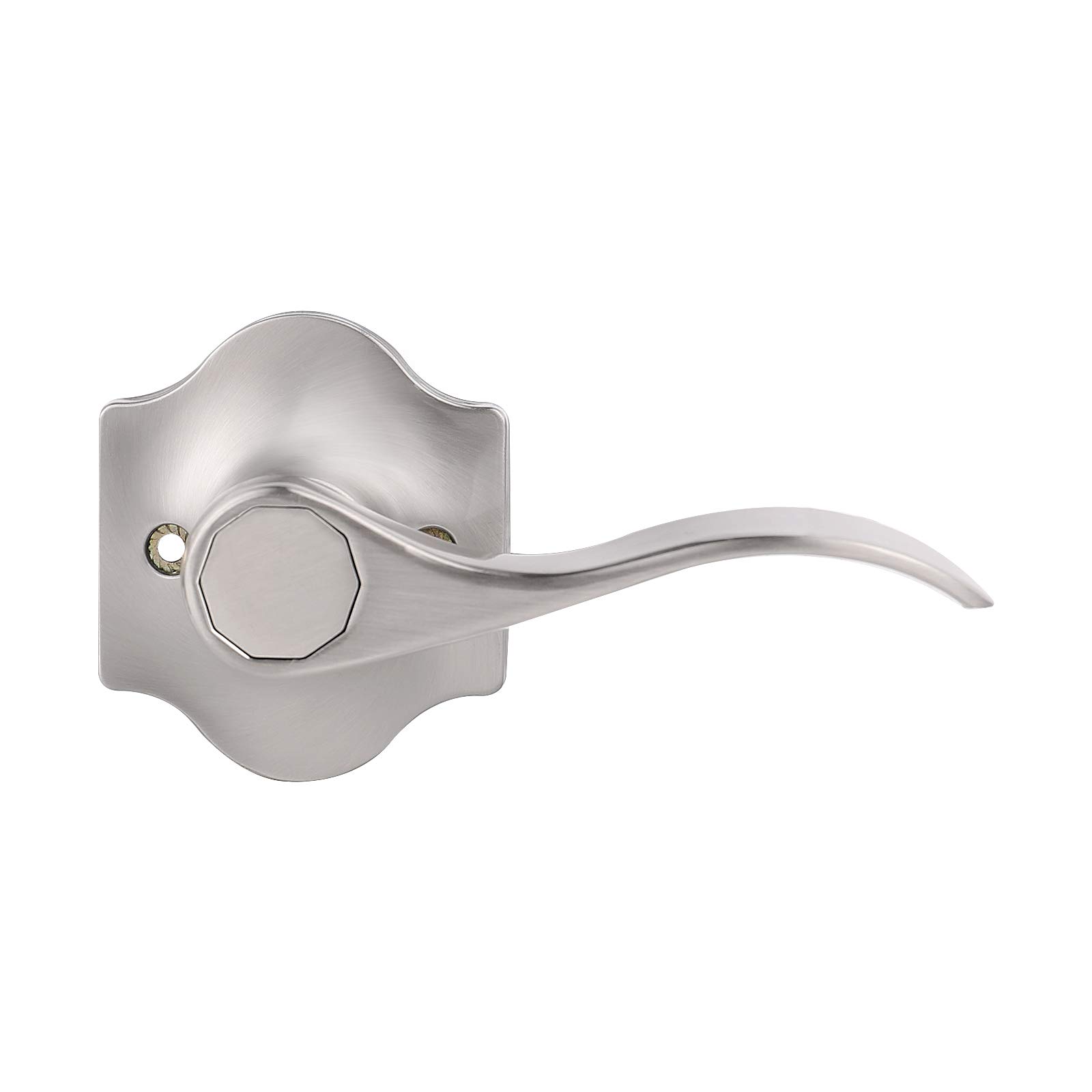 Probrico Brushed Nickel Wave Door Lever - Half Dummy Closet Handle for Bedroom & Bi-Fold Doors (Right-Handed, Non-Turning Lock, Camelot Trim) | Perfect for Home, Office & Commercial Spaces