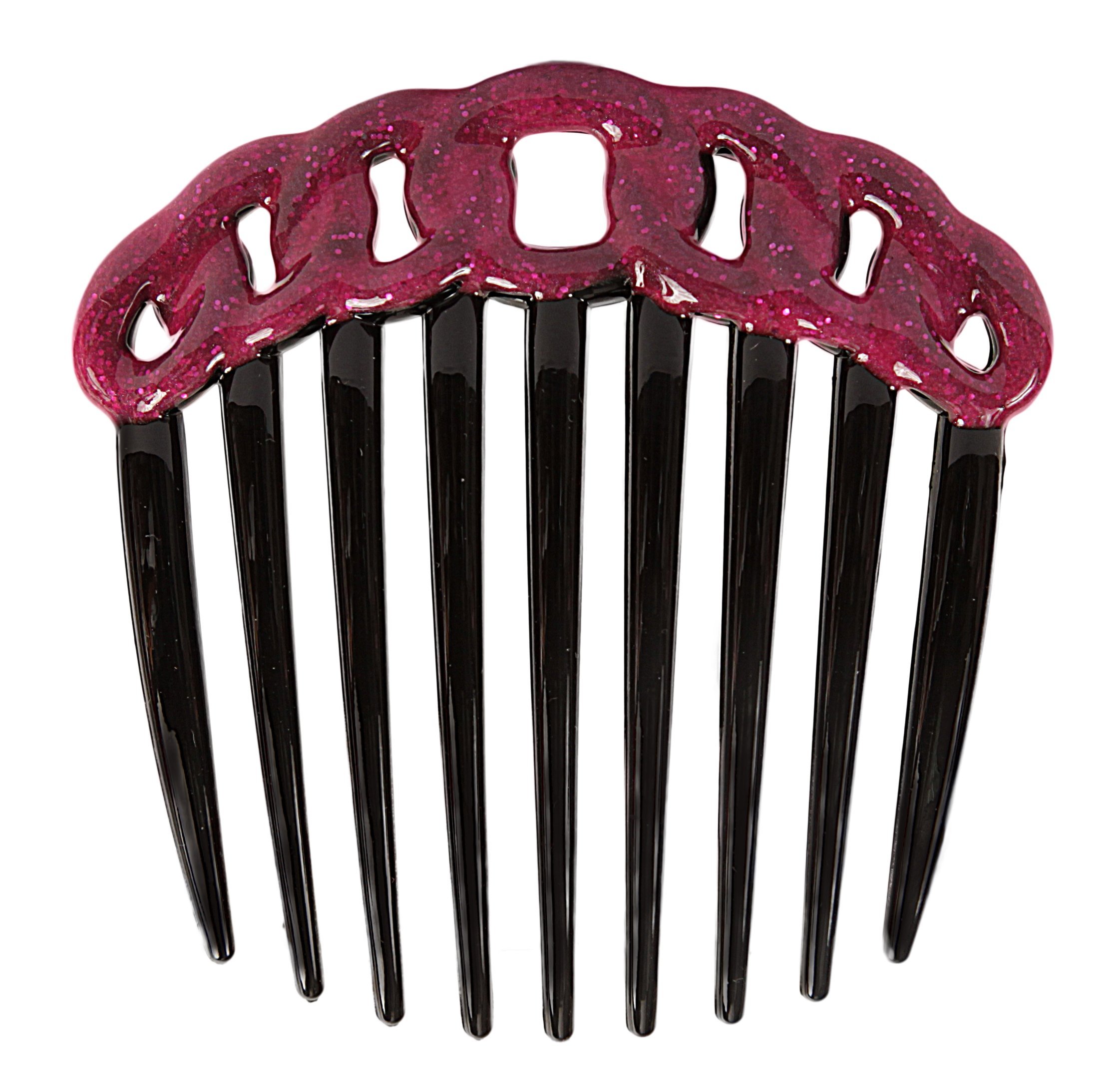 French Tortoise Shell Rope Design Twist Hair Comb with Rose Epoxy Decoration - Vintage Hair Accessory for Women, Bridal Hair Styling, Wedding, Prom, and Special Occasions