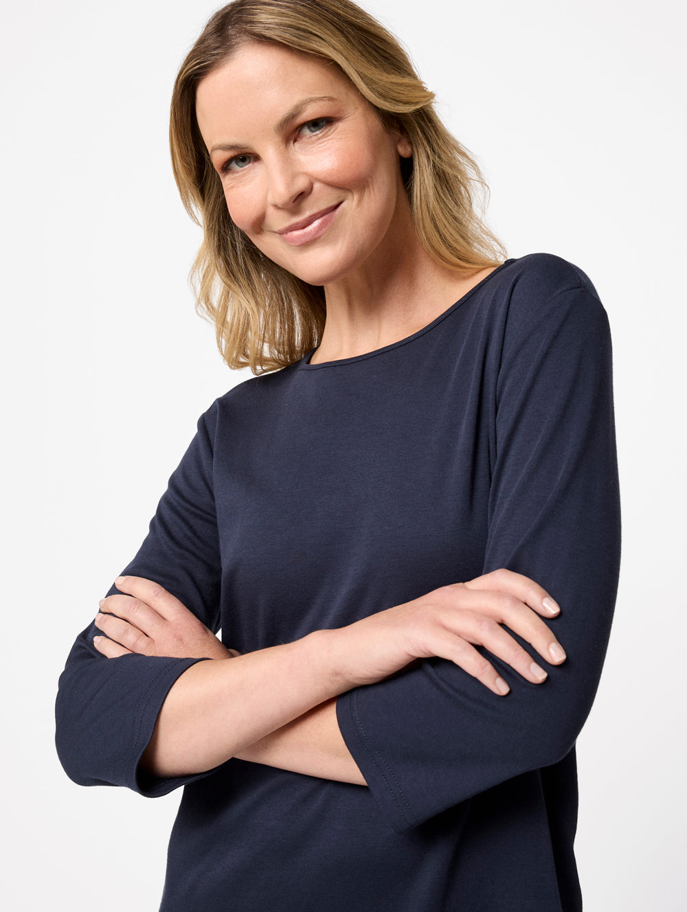 Winterlock 3/4 Sleeve Women's Tops - Soft Stretch Casual Blouse for Fall & Winter - Perfect for Office, Date Night and Layering Outfits