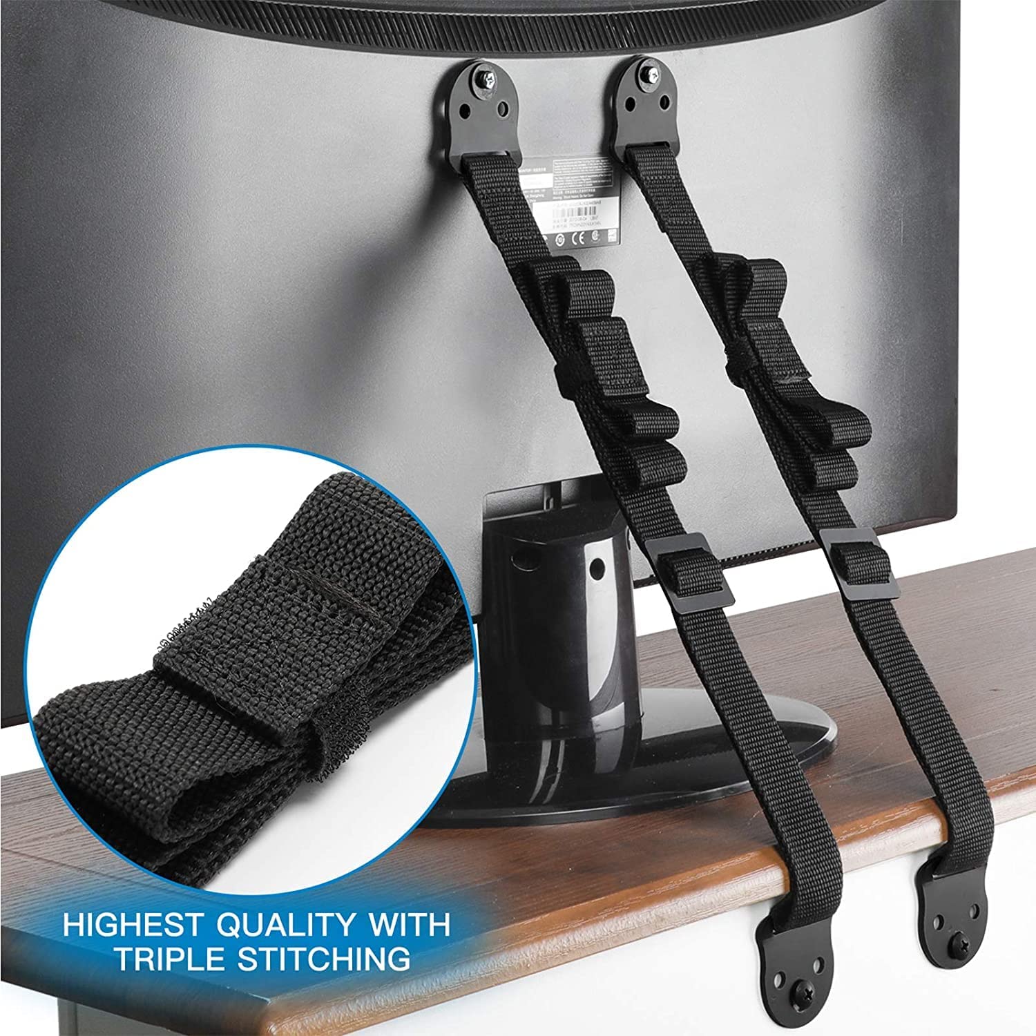 Heavy Duty TV & Furniture Safety Straps - Anti Tip Straps for Baby Proofing, Earthquake Protection & Wall Anchoring - Adjustable & Secure (Pack of 2) - Perfect for Living Rooms, Nurseries & Home Safety