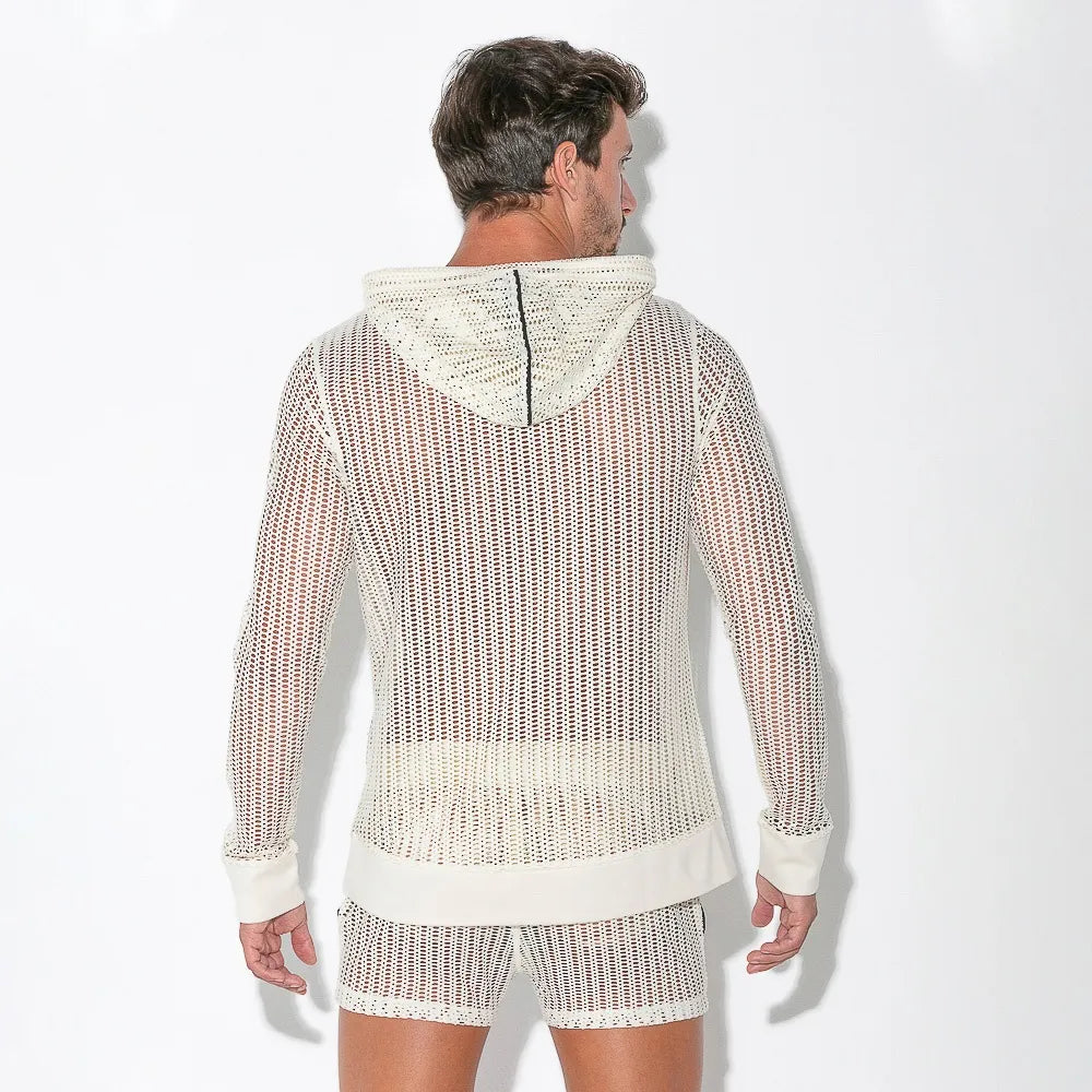 Code 22 Crochet Hoodie 9626 Off White - Stylish Handmade Knit Sweater for Women | Perfect for Casual Wear, Boho Fashion & Cozy Fall Outfits