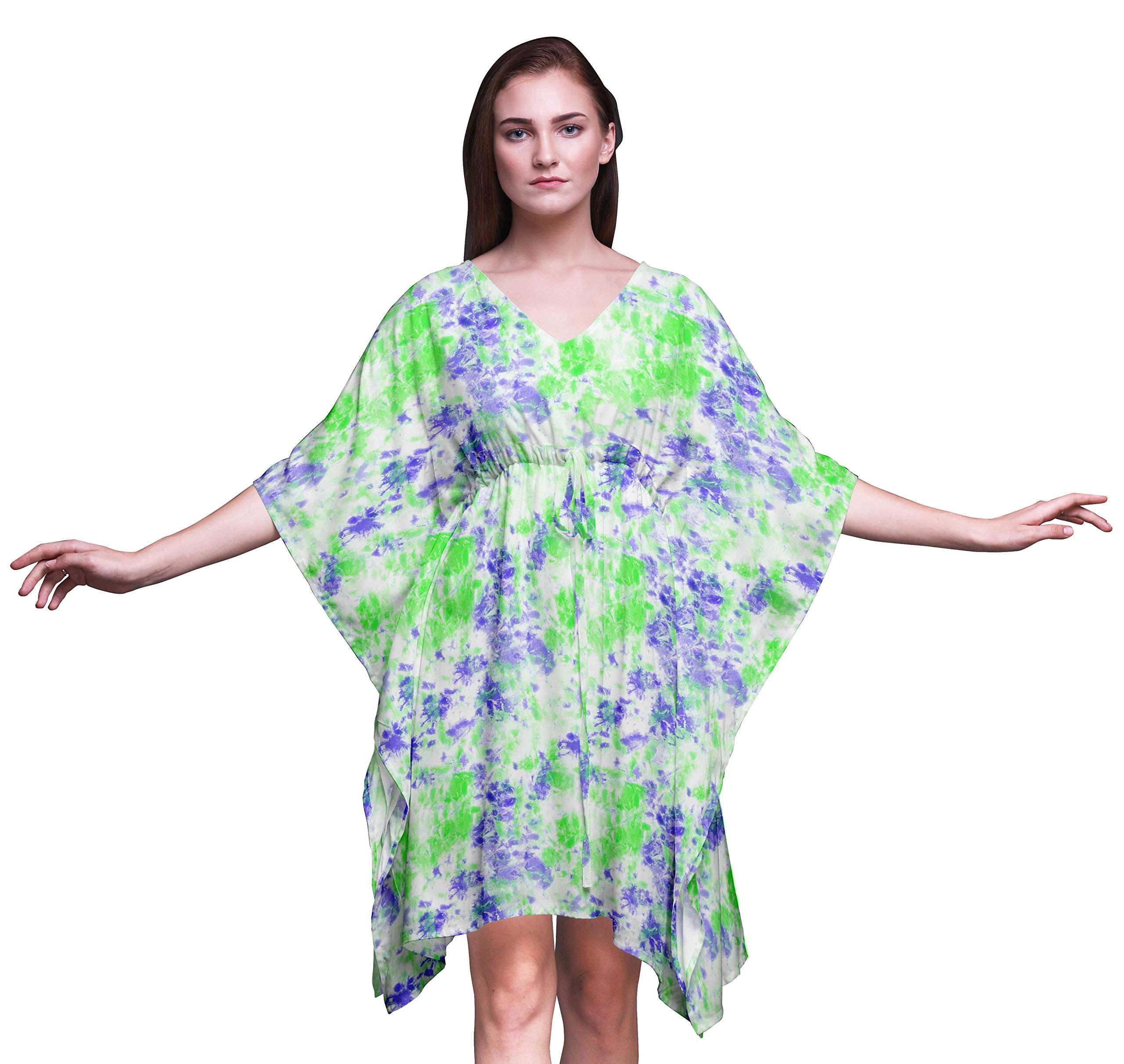 Bimba Women's Short Caftan Midi Dress - Beach Cover Up Swimwear, Summer Boho Kaftan Dress for Pool, Vacation & Resort Wear
