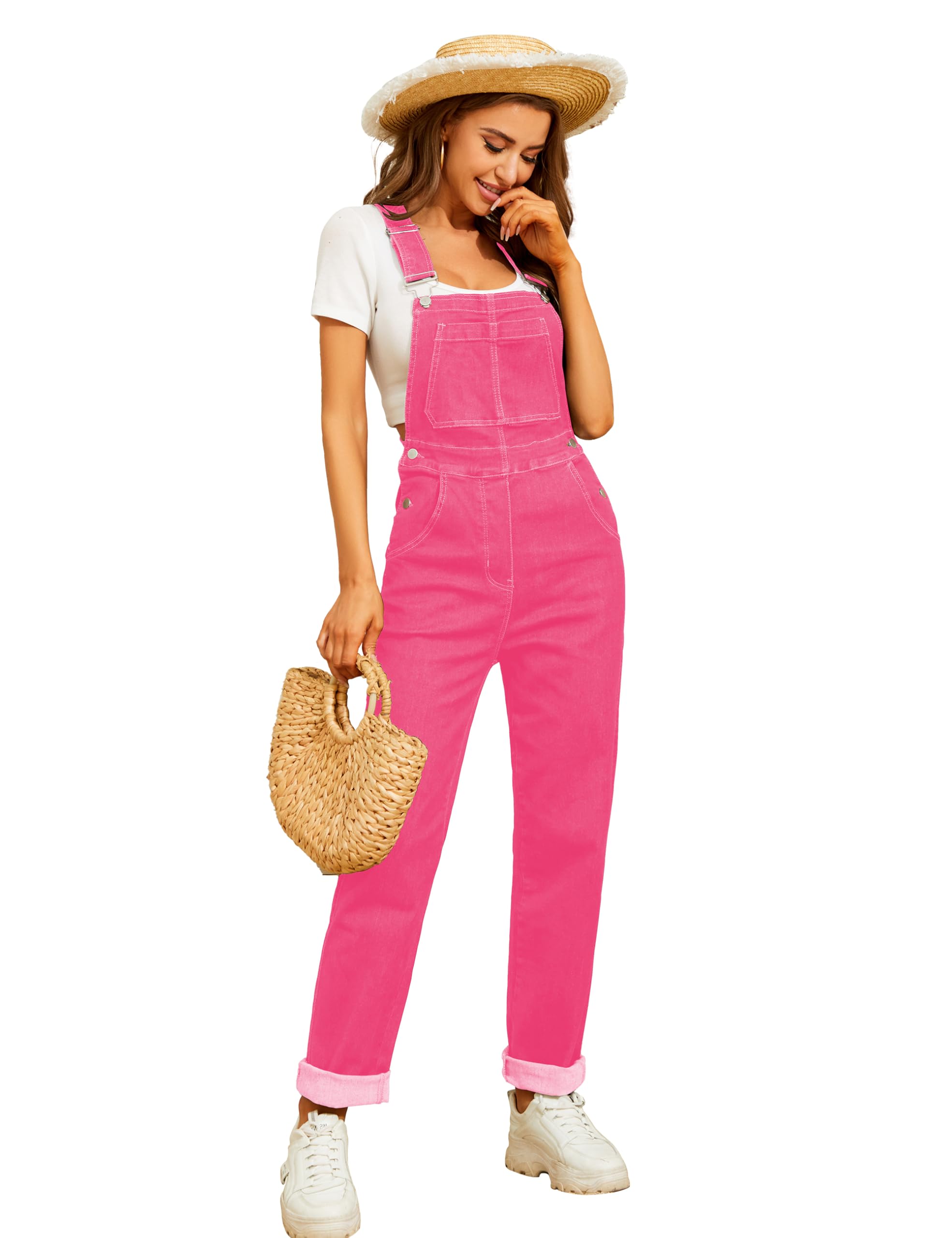 Stretch Denim Bib Overalls for Men & Women - Adjustable Shoulder Straps, Straight Leg Jumpsuit - Perfect for Casual Wear, Work, and Outdoor Activities