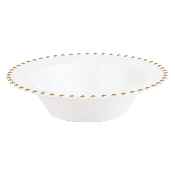 12 oz. White and Gold Round Soup Bowls with Beaded Rim - Set of 10 - Elegant Dinnerware for Soup, Salad, Pasta & Dessert - Perfect for Restaurants, Catering & Home Dining