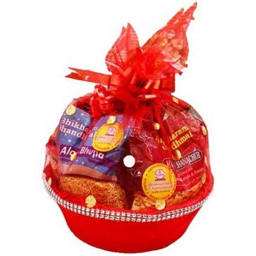 Handmade AccuPrints Decorative Gift Basket with Ready-Made Net Packaging - 1 Pack Plastic Fruit & Vegetable Storage Basket (Red) | Perfect for Party Favors, Wedding Decor & Kitchen Organization