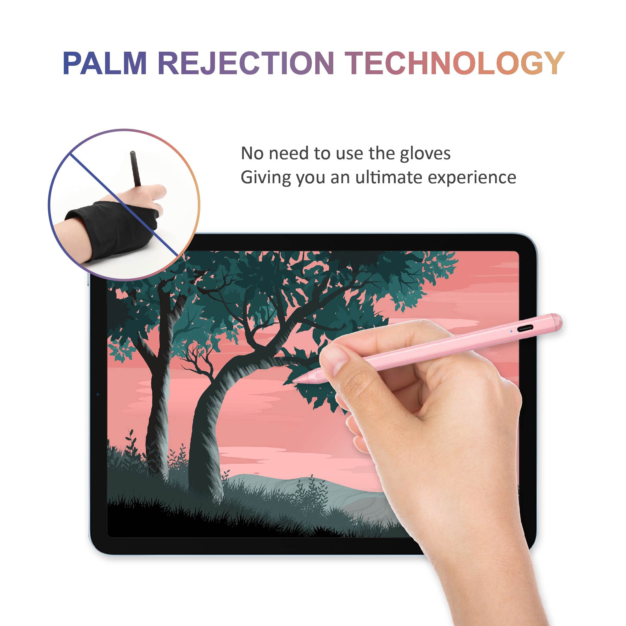 Apple Pencil Alternative - Stylus Pen for iPad Pro 11/12.9 (2018-2022), iPad 6/7/8/9, iPad Mini 5/6, iPad Air 3/4 - Magnetic, Tilt & Palm Rejection - Pink Digital Pen for Drawing, Note Taking & Creative Work