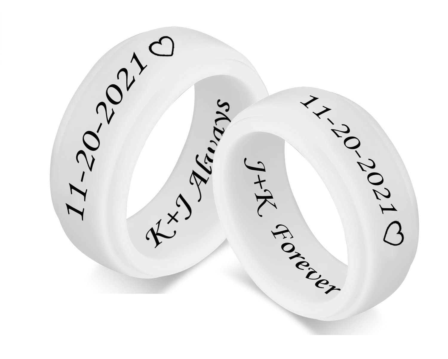 2Pcs Personalized Silicone Couple Rings - 8MM Breathable Rubber Wedding Bands with Step Edge Design - Comfort Fit Promise & Engagement Rings for Him & Her - Anniversary & Birthday Gift for Husband Wife (7 Colors Available) - Perfect for Outdoor Activities, Gym Workouts & Daily Wear