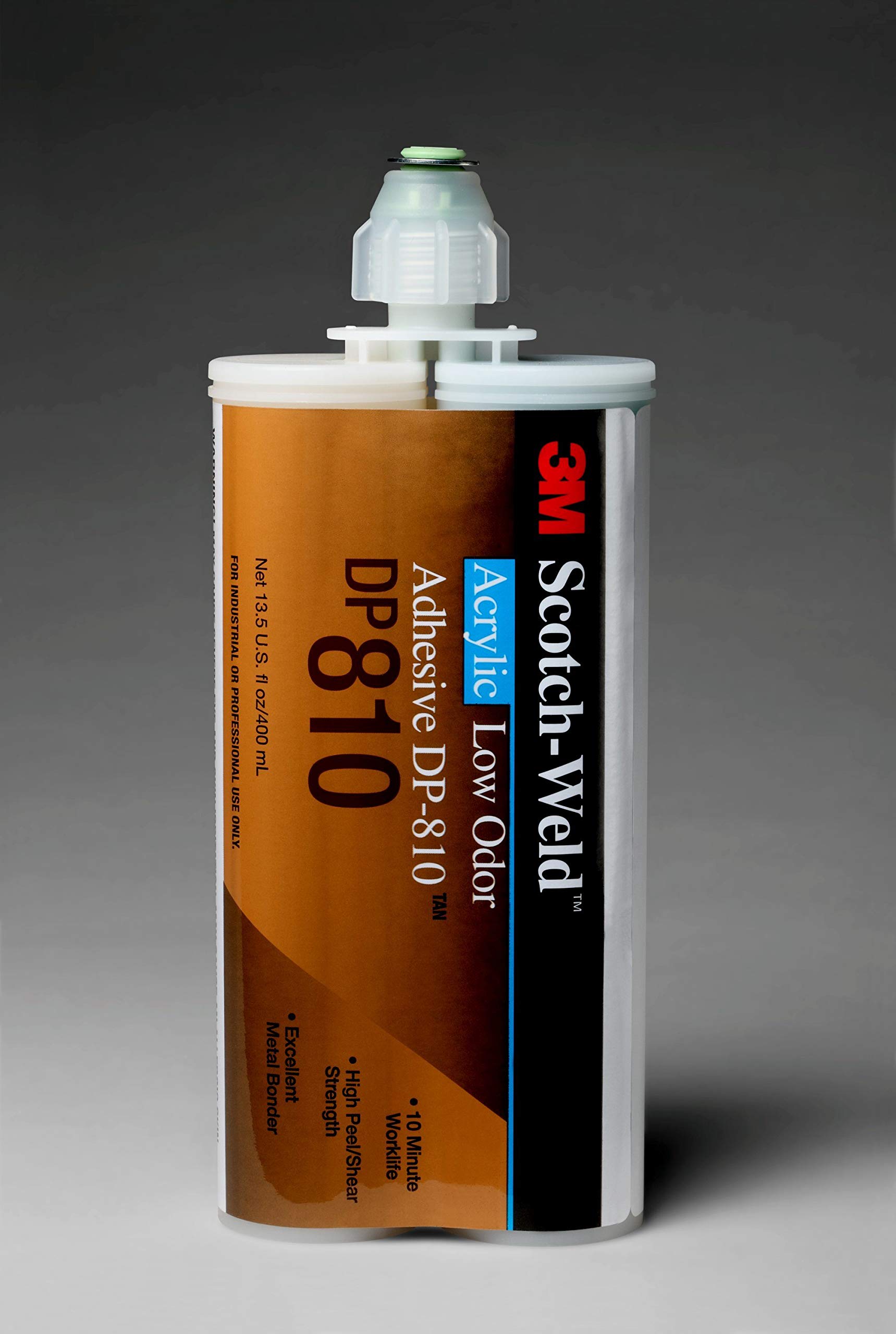 3M Scotch-Weld 31312 DP810 Low Odor Acrylic Adhesive - 400 mL (13.526 fl oz) Tan - Strong Bonding for Metal, Plastic & Automotive Repairs - Industrial & DIY Projects