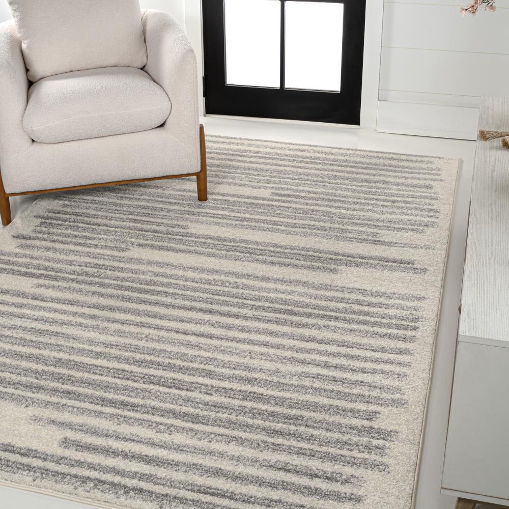 Khalil Modern Berber Stripe Area Rug - Soft Moroccan Style Non-Slip Living Room Carpet for Home Decor, Bedroom & Office