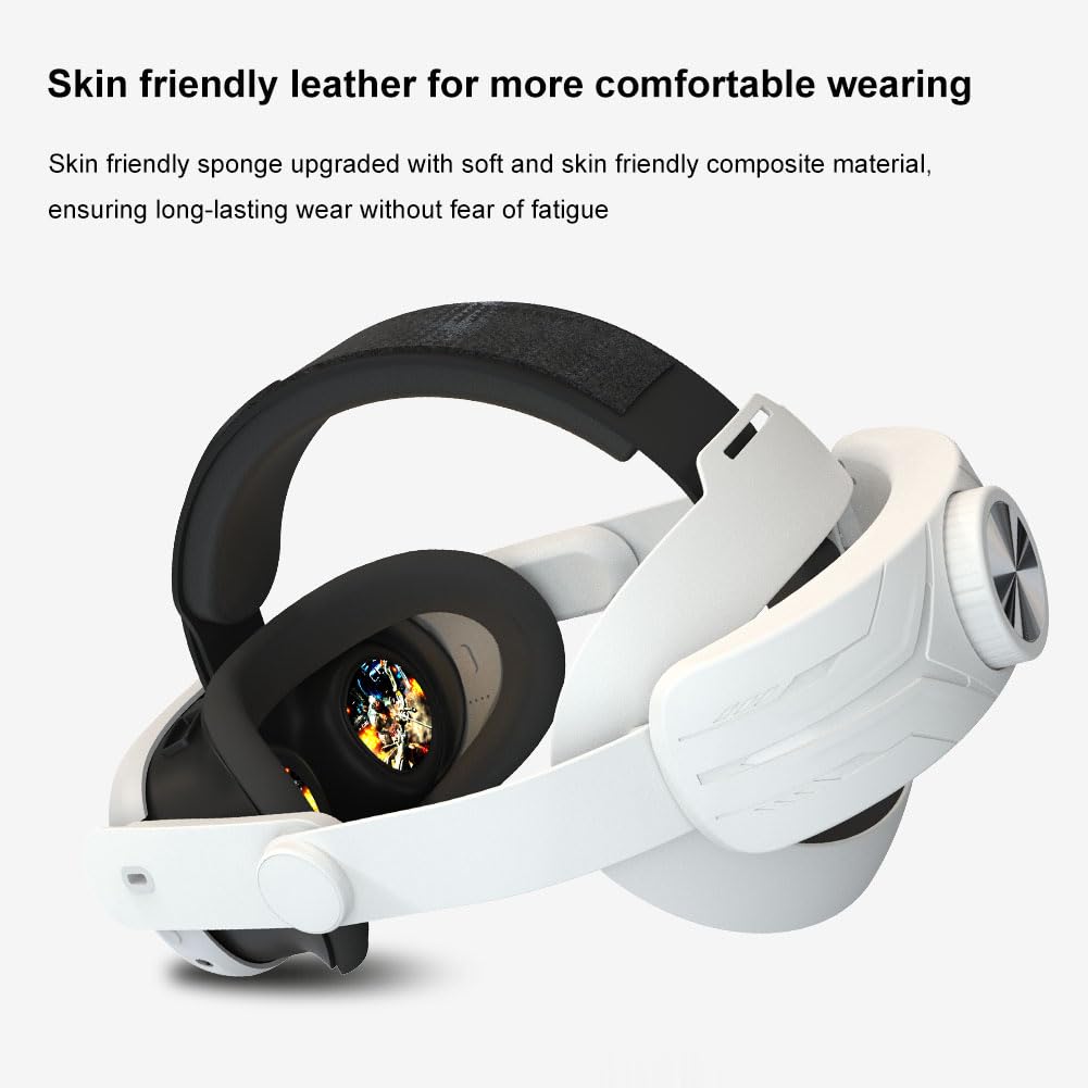 CRGANGZY Adjustable Head Strap for Meta Quest 3 - Lightweight Comfortable Replacement Headband Reduces Face Pressure - Ergonomic Design (White) - Perfect for VR Gaming, Workouts & Extended Play Sessions