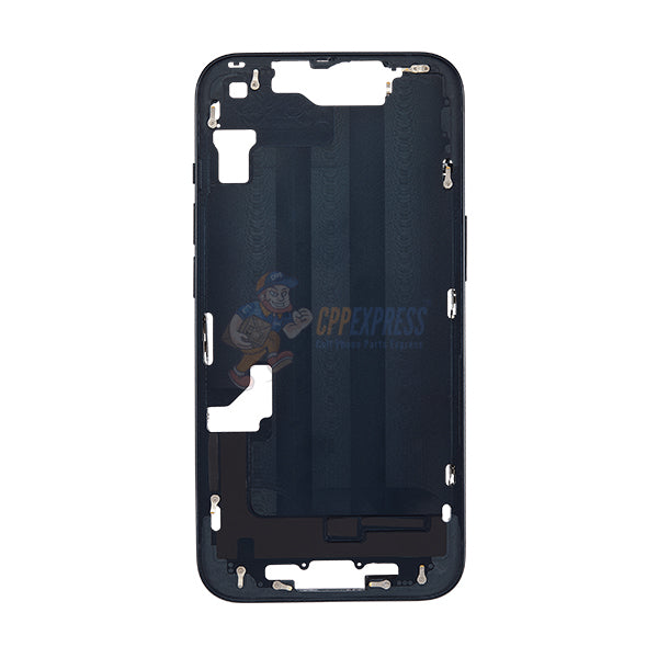 Original iPhone 14 Mid Frame Housing Replacement - Includes Power/Volume Buttons, Back Glass with Steel Plate & Wireless Charging Flex Cable (Black) - Perfect for DIY Repairs & Phone Restoration Projects
