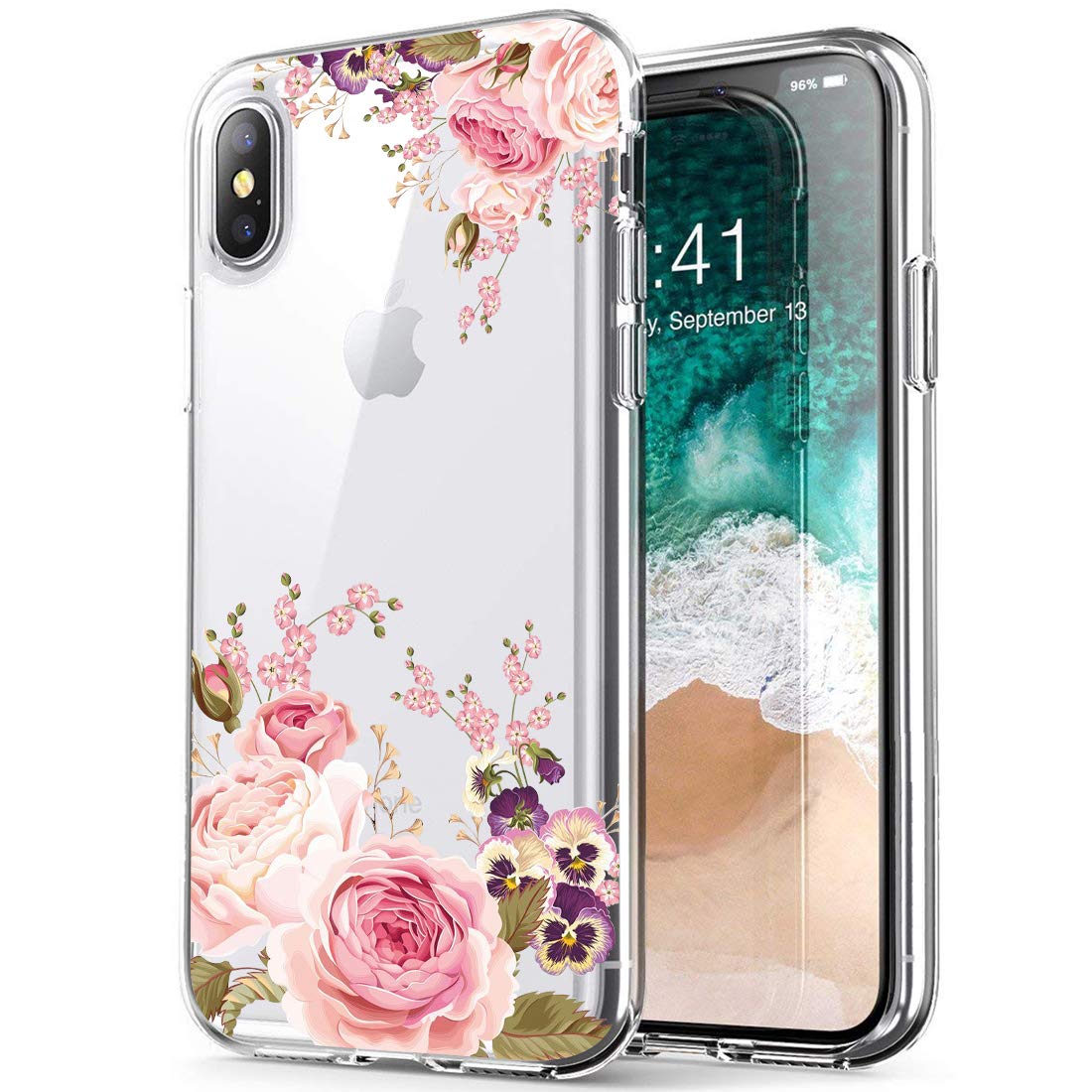 Slim Shockproof Clear Floral TPU Phone Case for iPhone Xs (2018) / iPhone X (2017) 5.8