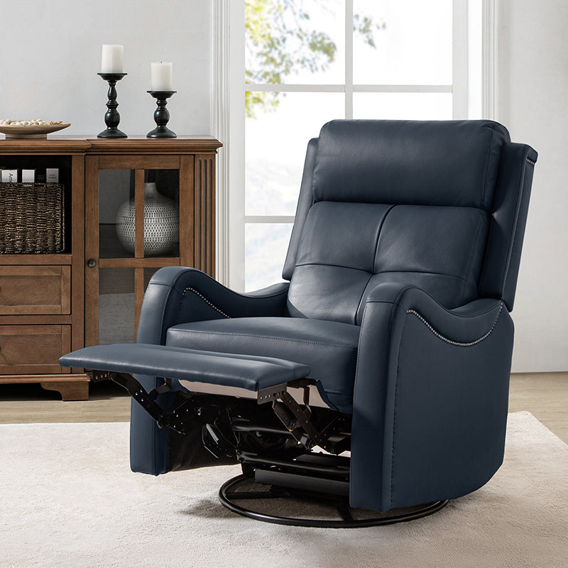 Amelia Genuine Leather Swivel Rocker Recliner Chair - Comfortable Living Room Furniture for Relaxing, Reading & Watching TV