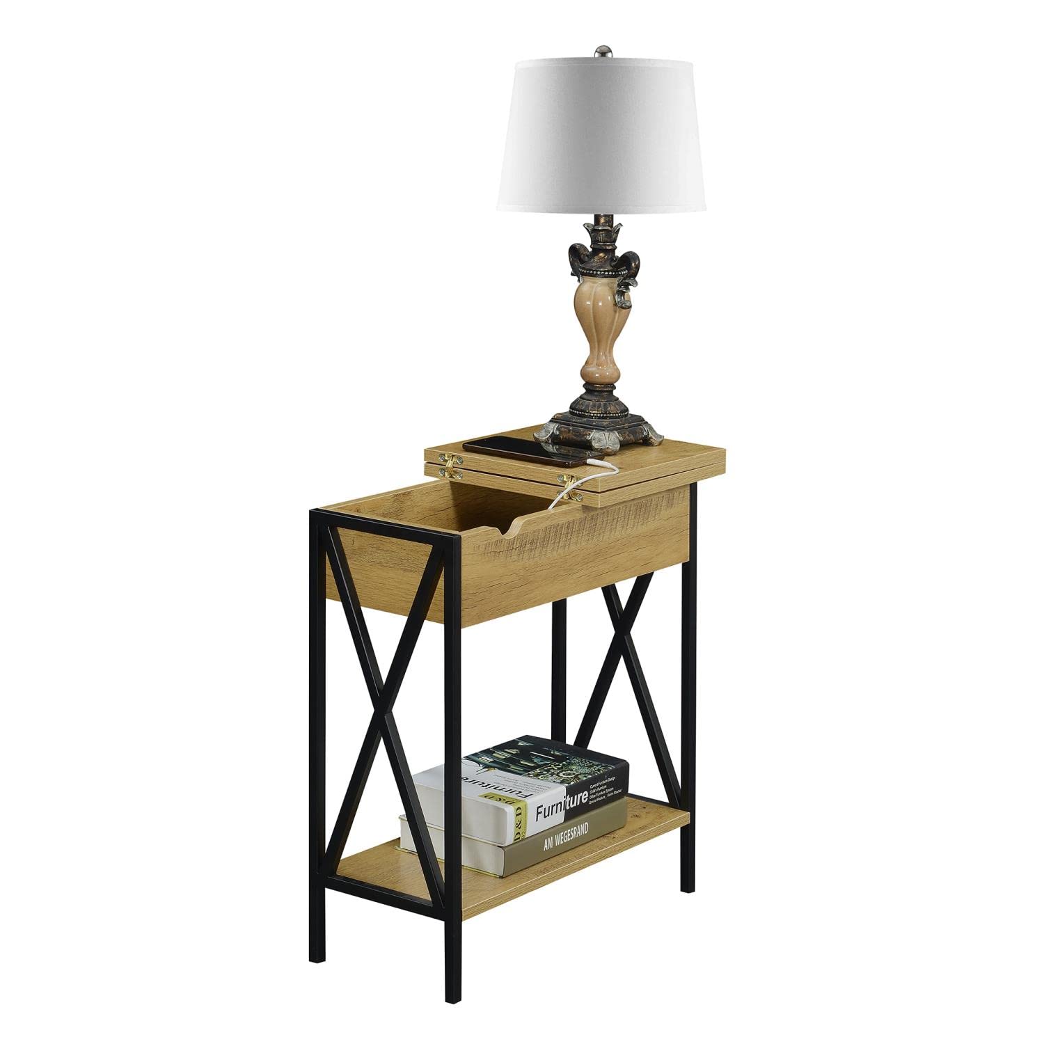Convenience Concepts Tucson Flip Top End Table with USB Charging Station - 23.75