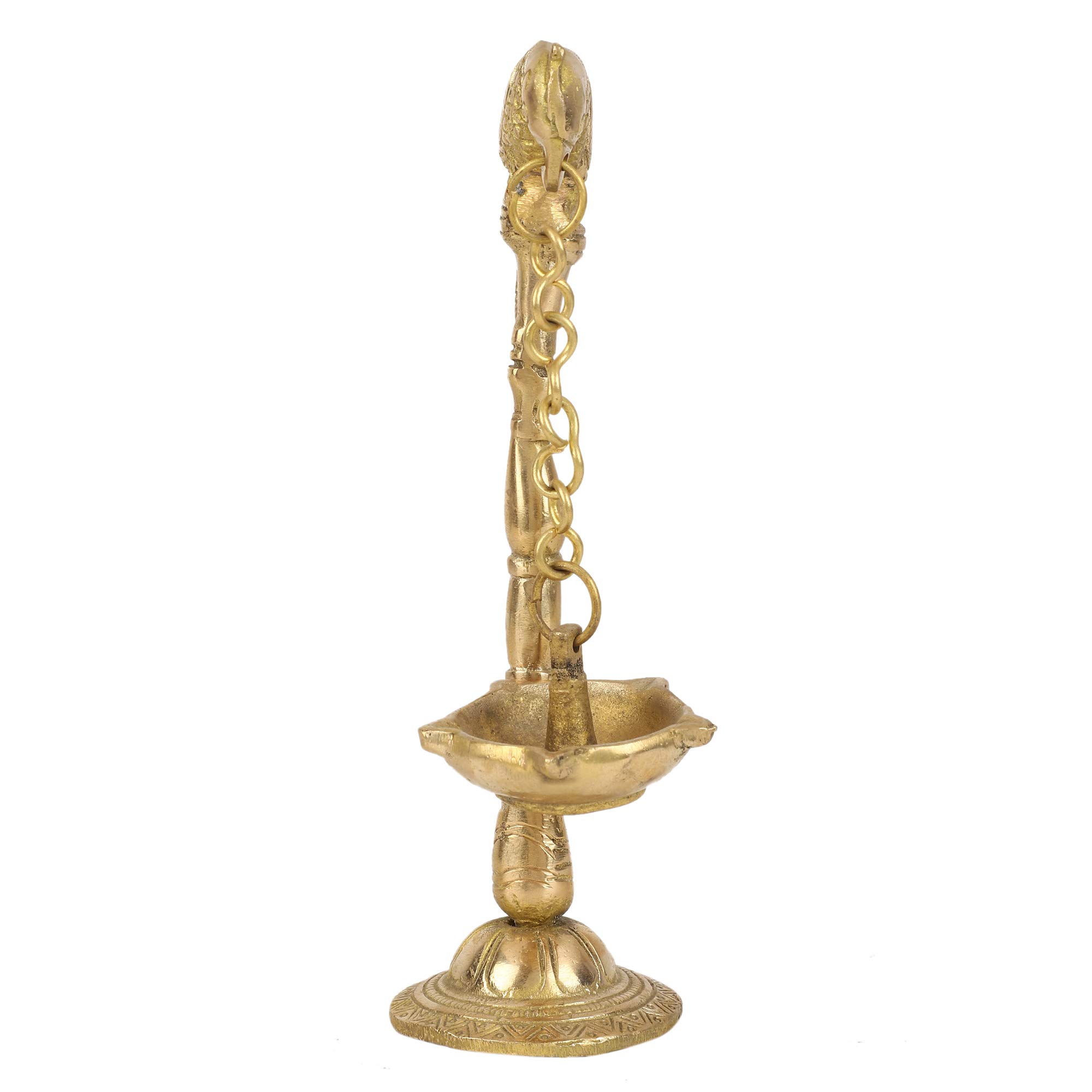 GURU JEE™ Brass Pooja Lamp - Handcrafted Parrot Design Oil Wick Diya for Hindu Worship | Religious Home Decor, Fengshui Gift & Spiritual Showpiece (Perfect for Puja Rituals, Temple Decor & Meditation Spaces)