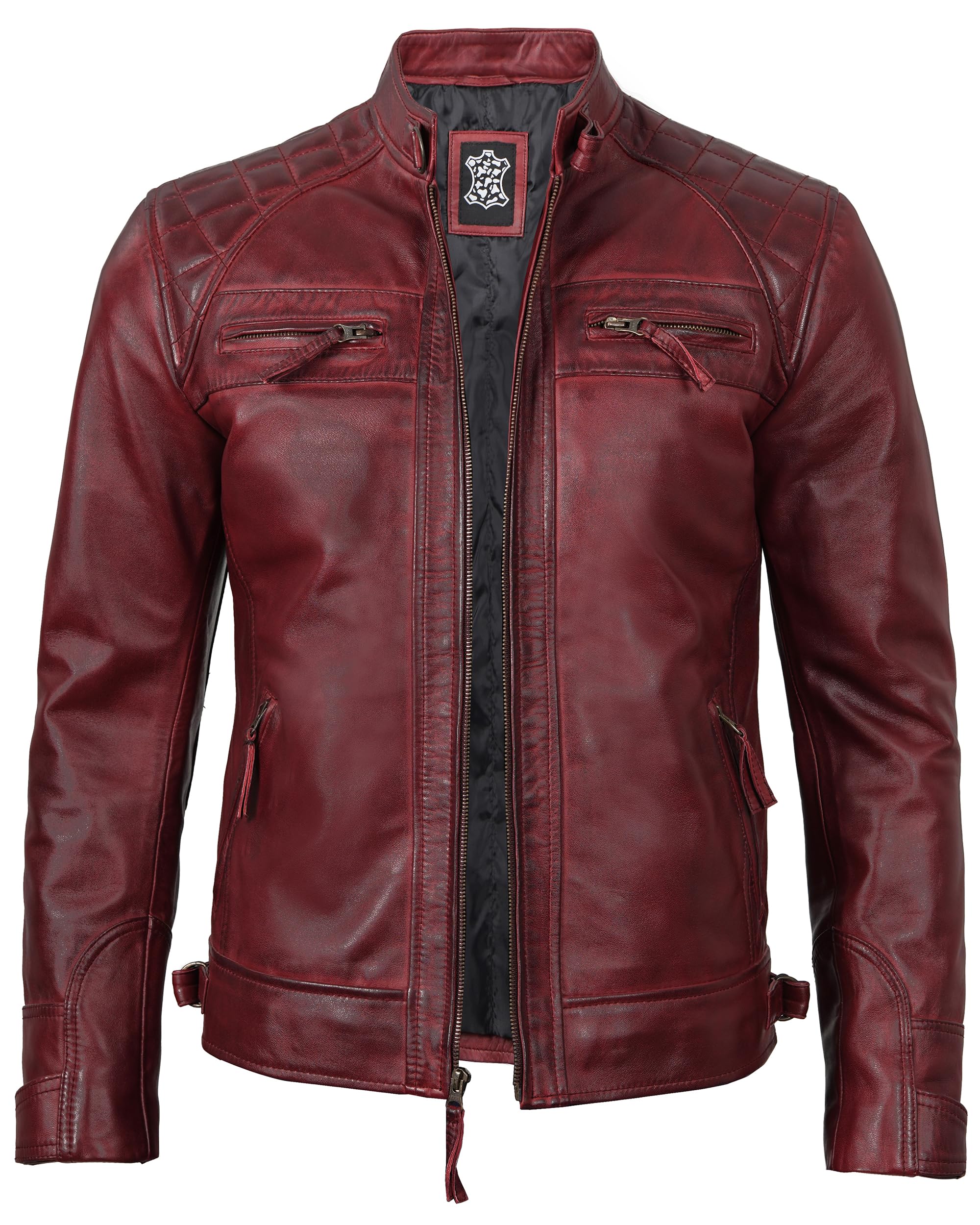 Blingsoul Men's Motorcycle Leather Jacket - Quilted Cafe Racer Biker Jacket for Men | Durable & Stylish Riding Gear for Cruising & Urban Fashion