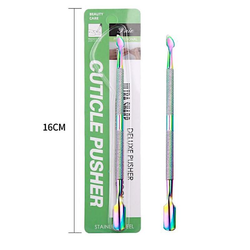 Professional Stainless Steel Cuticle Pusher & Scraper - Curved & Sharp Design for Manicure & Pedicure - Perfect for Nail Care, Salon Use & DIY Grooming at Home