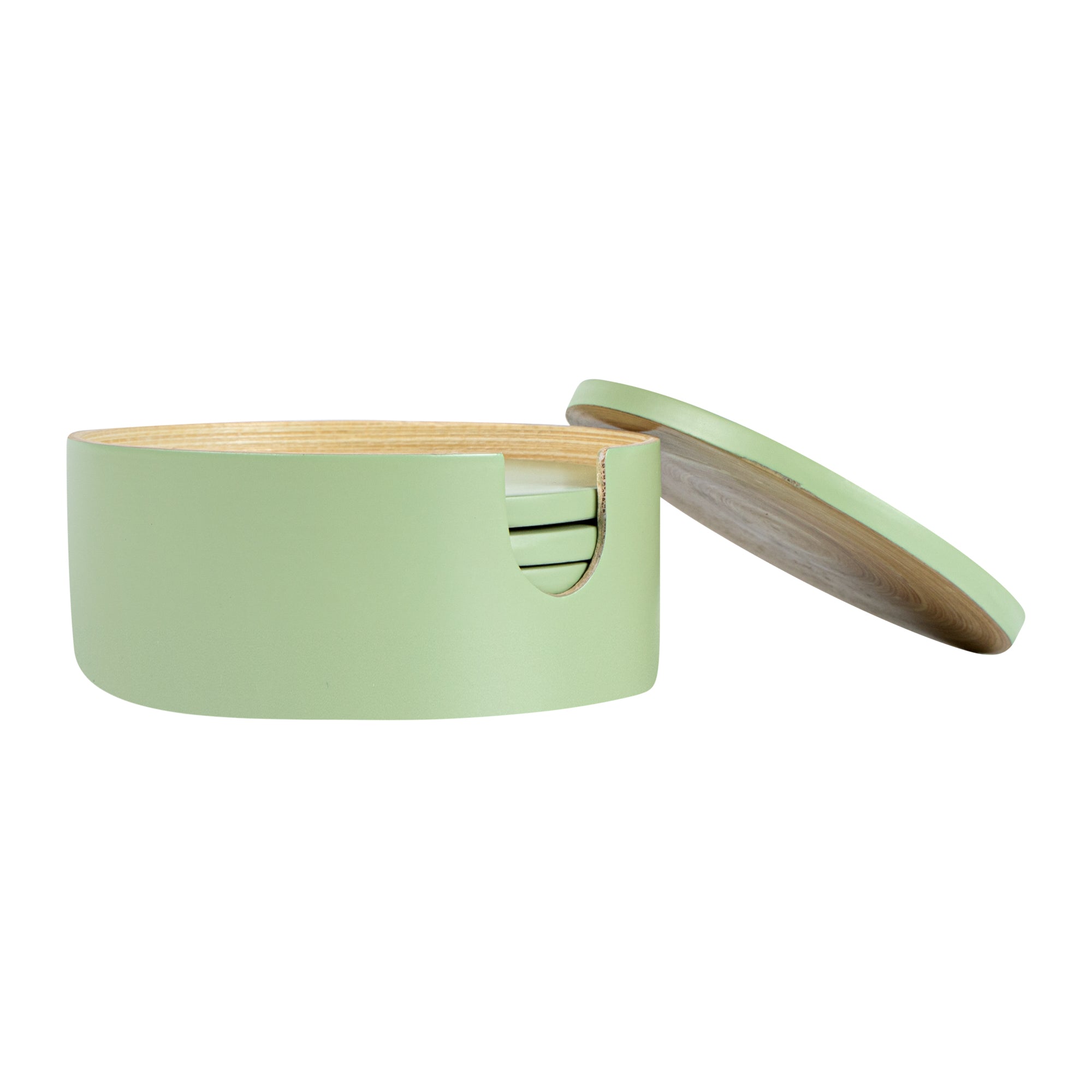 Bambuddha Eco-Friendly 6-Piece Green Bamboo Coaster Set with Holder - 4
