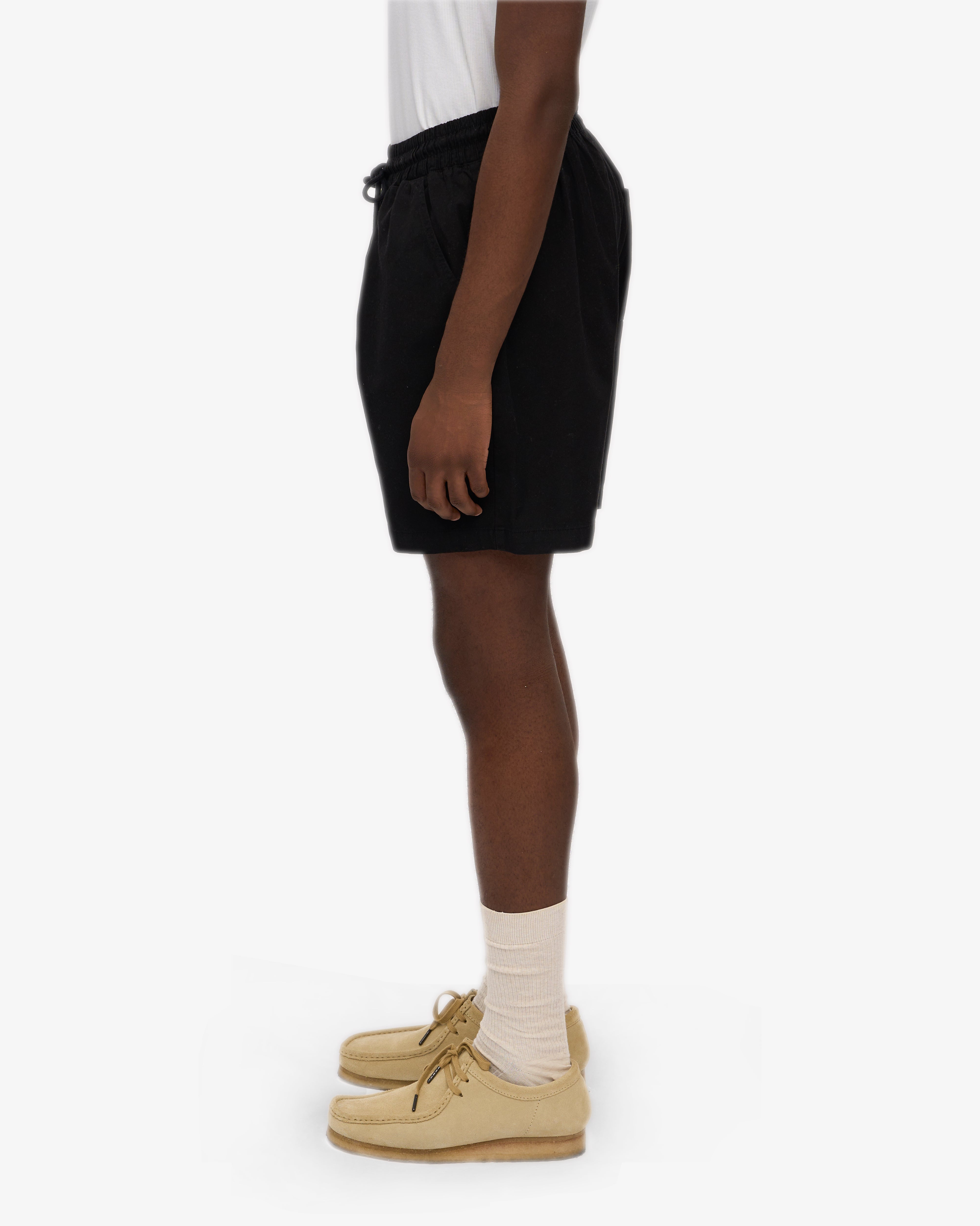 Organic Cotton Twill Shorts for Men & Women - Deep Black - Comfortable Casual Wear for Summer, Travel & Outdoor Activities