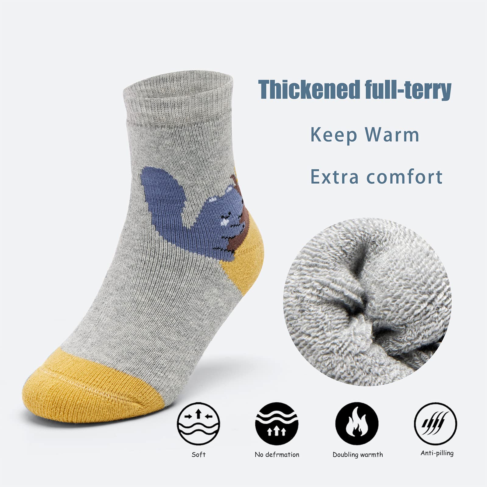 Boys Winter Socks 6-Pack - Warm Thermal Crew Socks for Kids - Perfect for Snow & Cold Weather