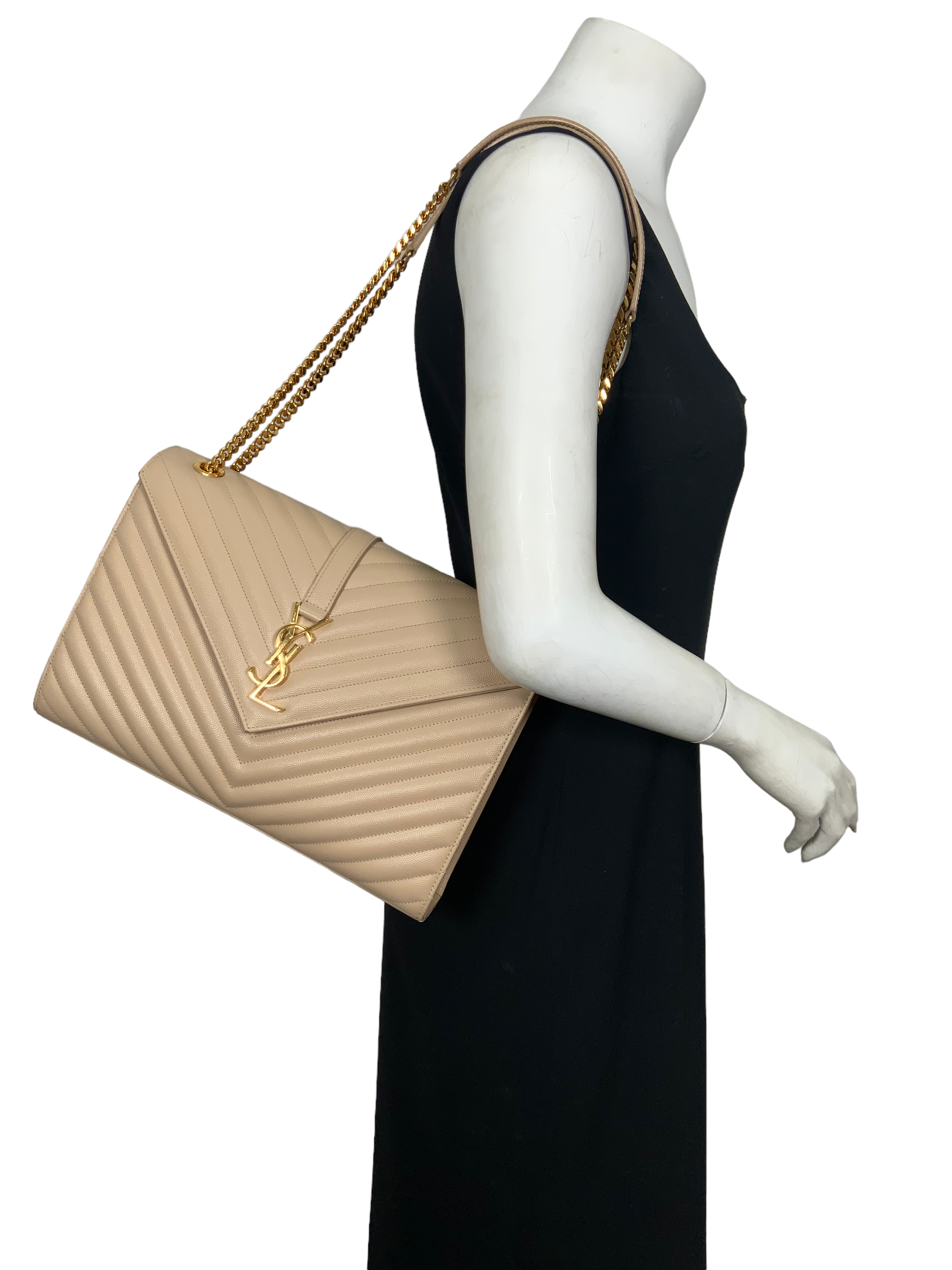 Saint Laurent Matelassé Large Monogram Envelope Flap Bag - Luxury Designer Crossbody Purse for Women, Perfect for Evening Parties & Date Nights