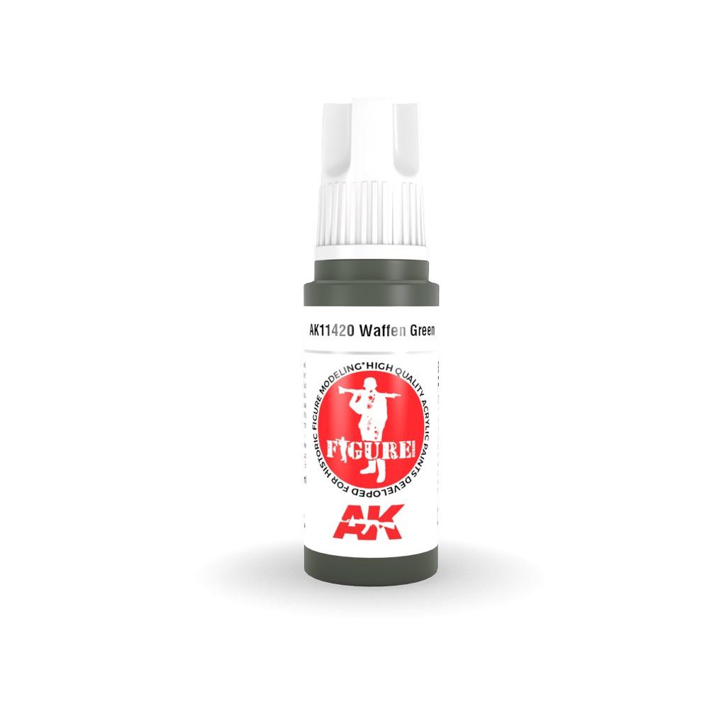 AK Interactive AK11420 Waffen Green Acrylic Paint - 17ml Bottle (3rd Gen) for Military Model Figures & Miniature Painting