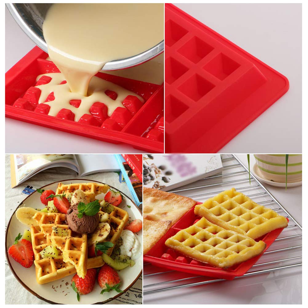 4-Piece Silicone Waffle Mold Set - Non-Stick Baking Tray for Waffles, Muffins, Chocolate, Candy & Soap Making - Perfect for DIY Desserts, Cake Decorating & Craft Projects