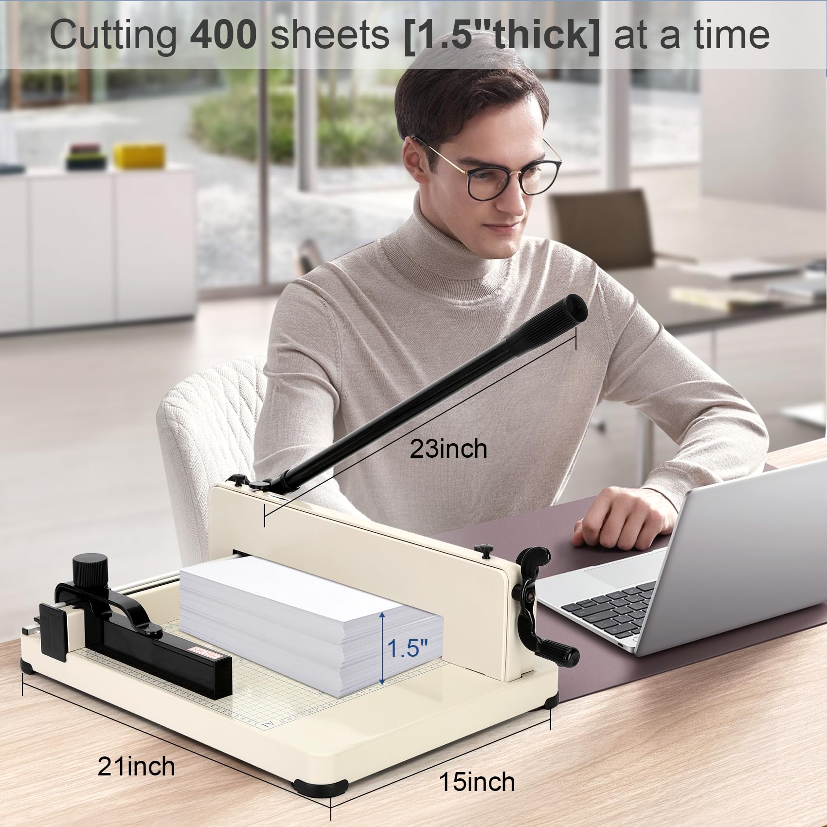 12 Inch Heavy Duty Paper Cutter - Guillotine Trimmer for A4 Paper with 400 Sheet Capacity, Office & School Paper Cutting Tool | Perfect for Document Trimming, Craft Projects, and Bulk Paper Cutting
