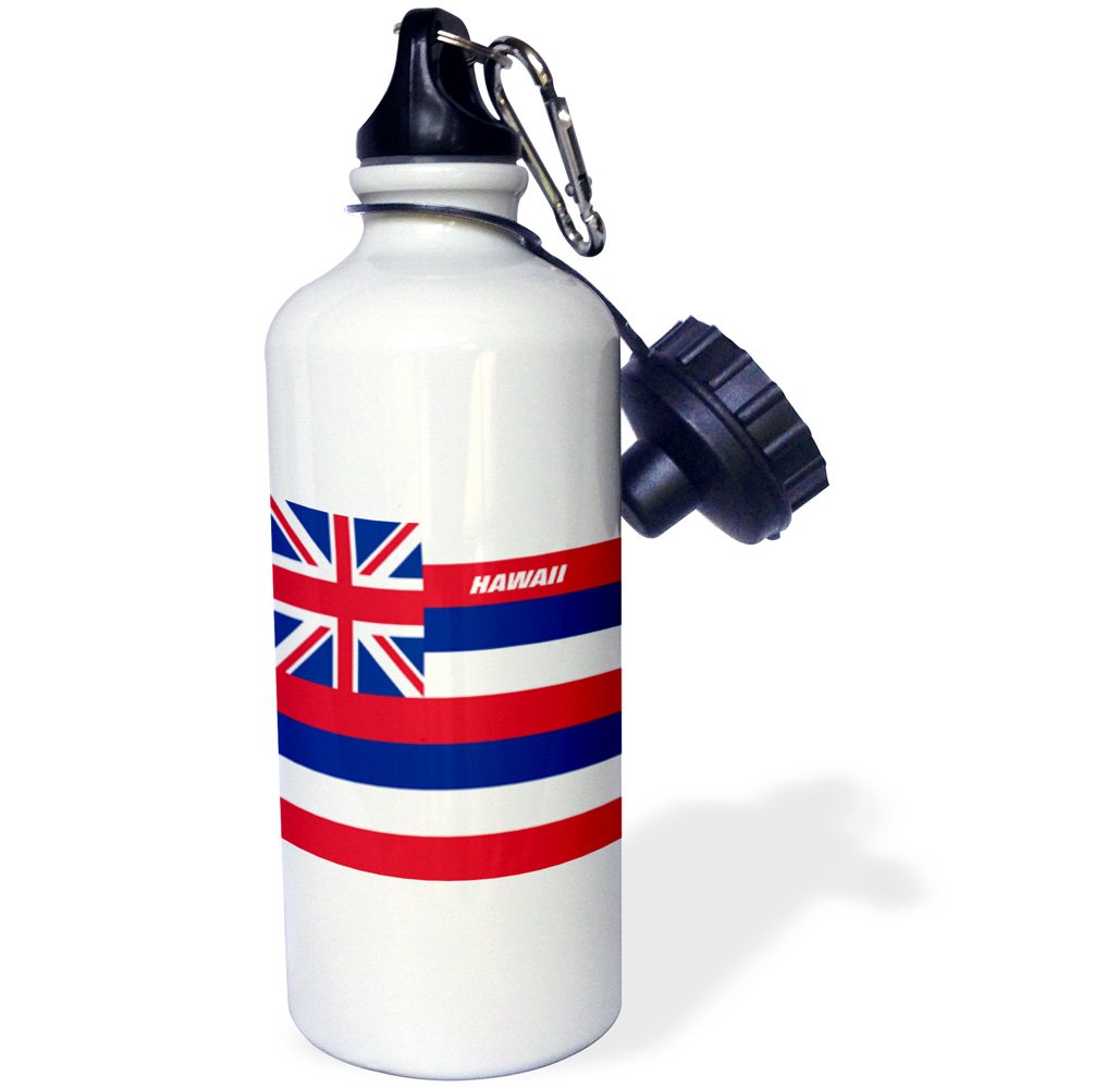 3D Rose Hawaii State Flag Sports Water Bottle - 21oz Insulated Stainless Steel Water Bottle with Leakproof Lid - Perfect for Gym, Hiking & Outdoor Activities