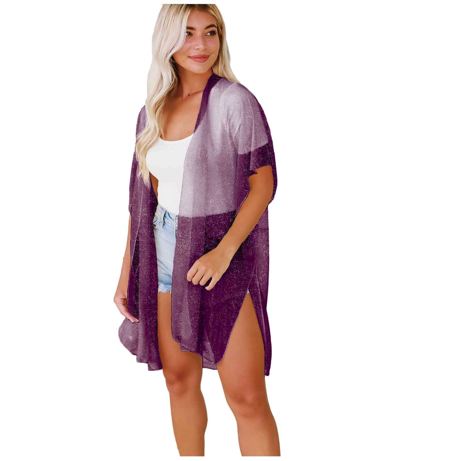 Lightweight Chiffon Kimono Cardigan for Women - Flowy Open Front Printed Blouse with Loose Fit - Perfect for Beach Cover-Ups, Summer Dresses & Boho Outfits