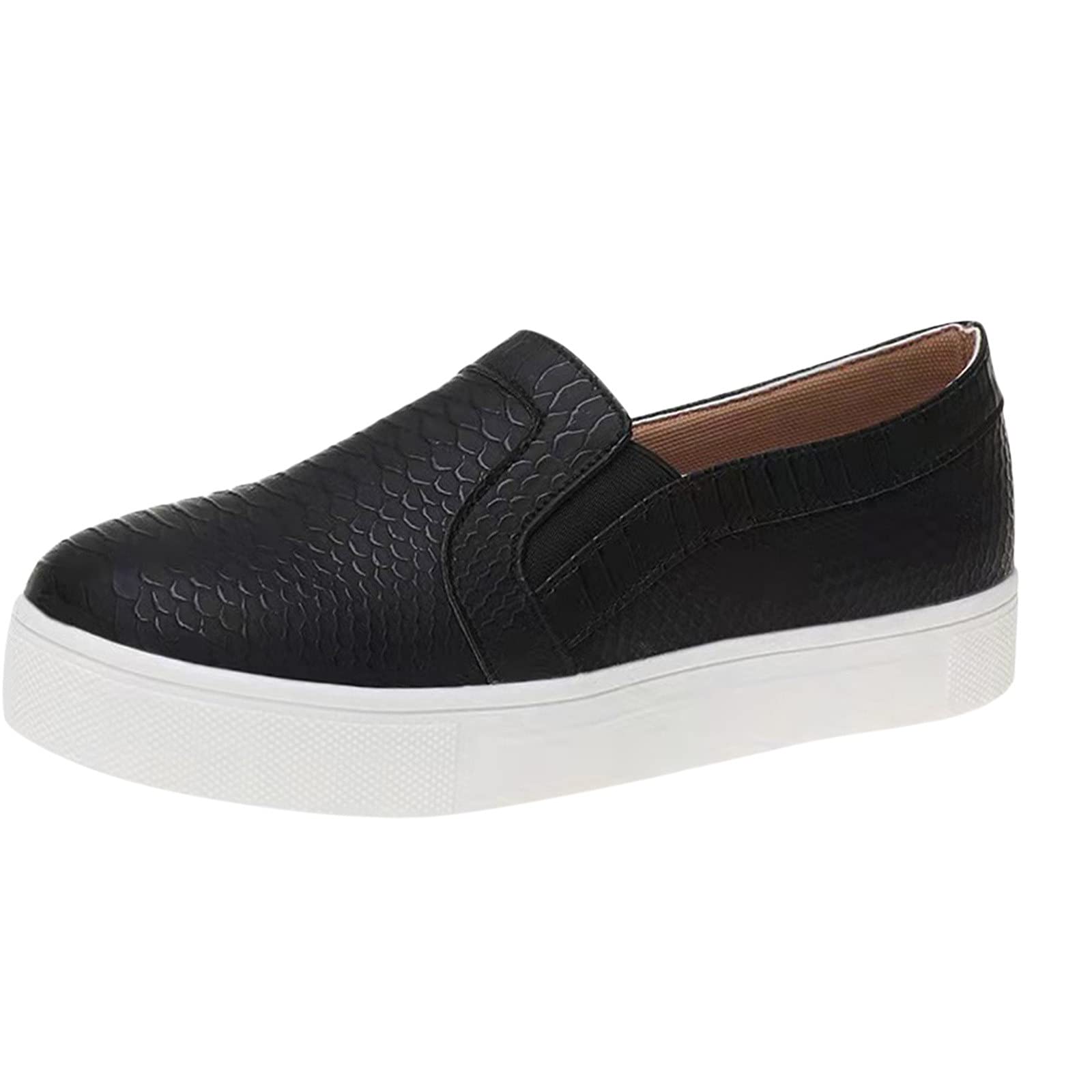 FAMOORE Women's Slip-On Walking Shoes - Lightweight Comfortable Skechers Style Sneakers for Women & Men - Perfect for Walking, Work, Chef Shoes & Daily Wear (Black, Size 8)