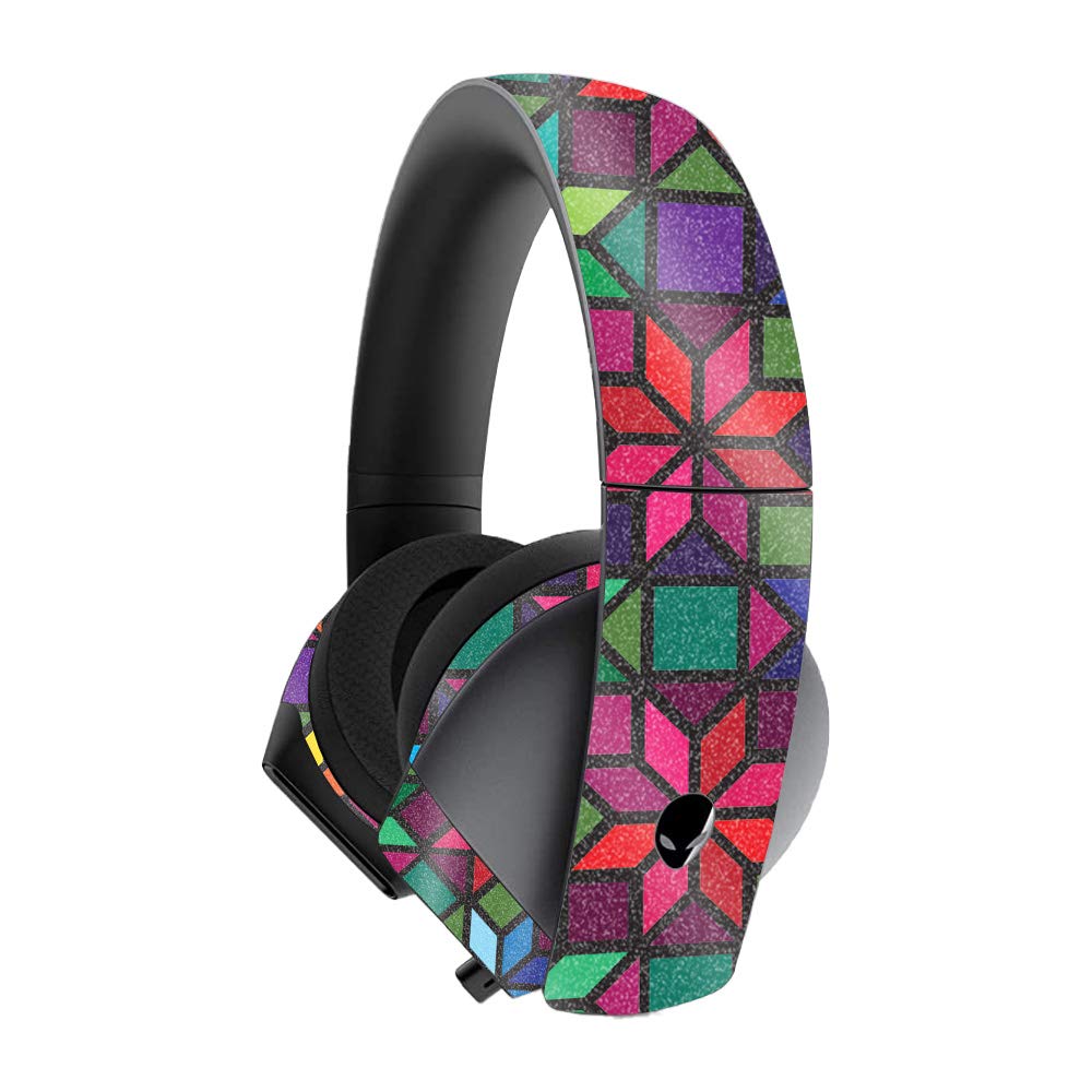 MightySkins Glossy Glitter Vinyl Skin Cover for Alienware 7.1 Gaming Headset - Stained Glass Window Design | Protective & Durable Scratch-Resistant Finish | Easy to Apply & Remove | Customizable Style for Gamers | Made in USA | Perfect for Gaming Setups, Esports Tournaments & Personalization