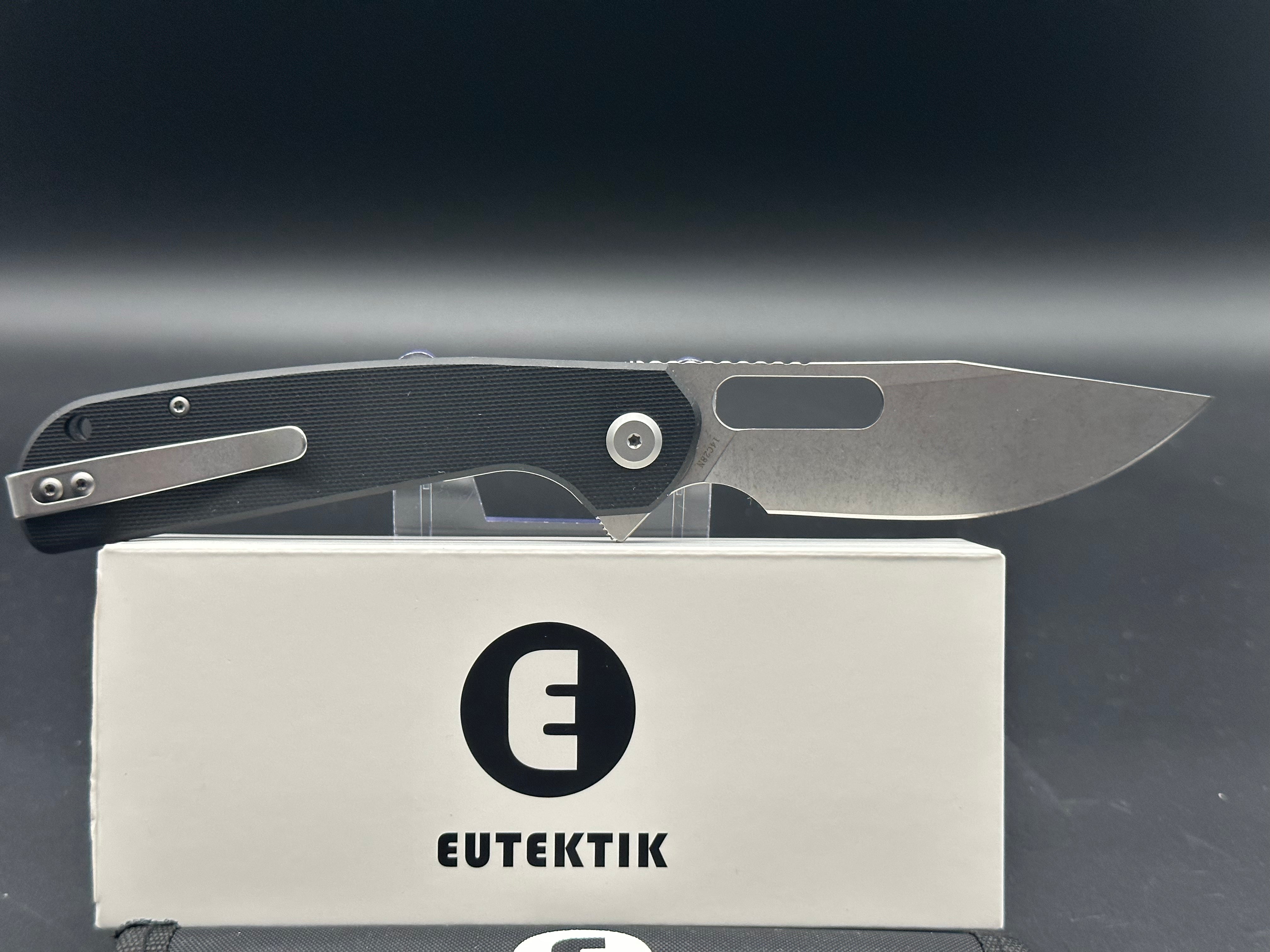 Eutektik Trinity Black G10 Folding Knife - New in Box with LTK Koozie, Patch & Sticker - Premium EDC Pocket Knife for Outdoor Camping, Hiking and Survival Gear