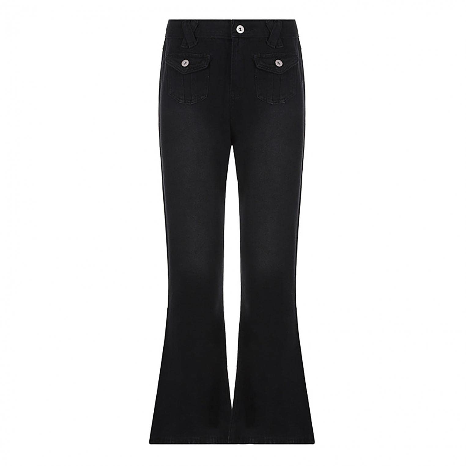 Retro Stretch Flare Jeans for Women - Black Bell Bottoms for Casual Wear