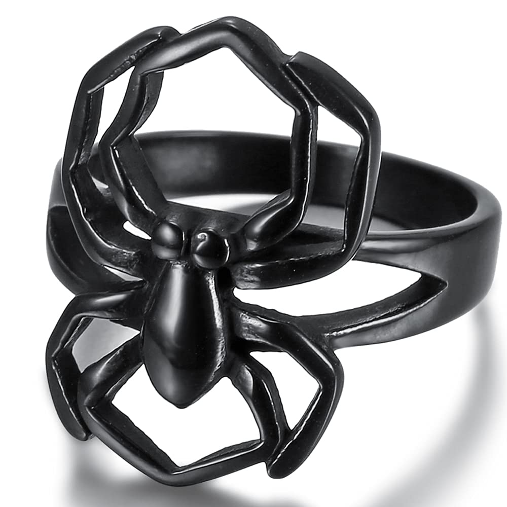 Vintage Stainless Steel Spider Ring for Halloween, Cocktail Parties & Biker Events - Gothic Jewelry for Men & Women