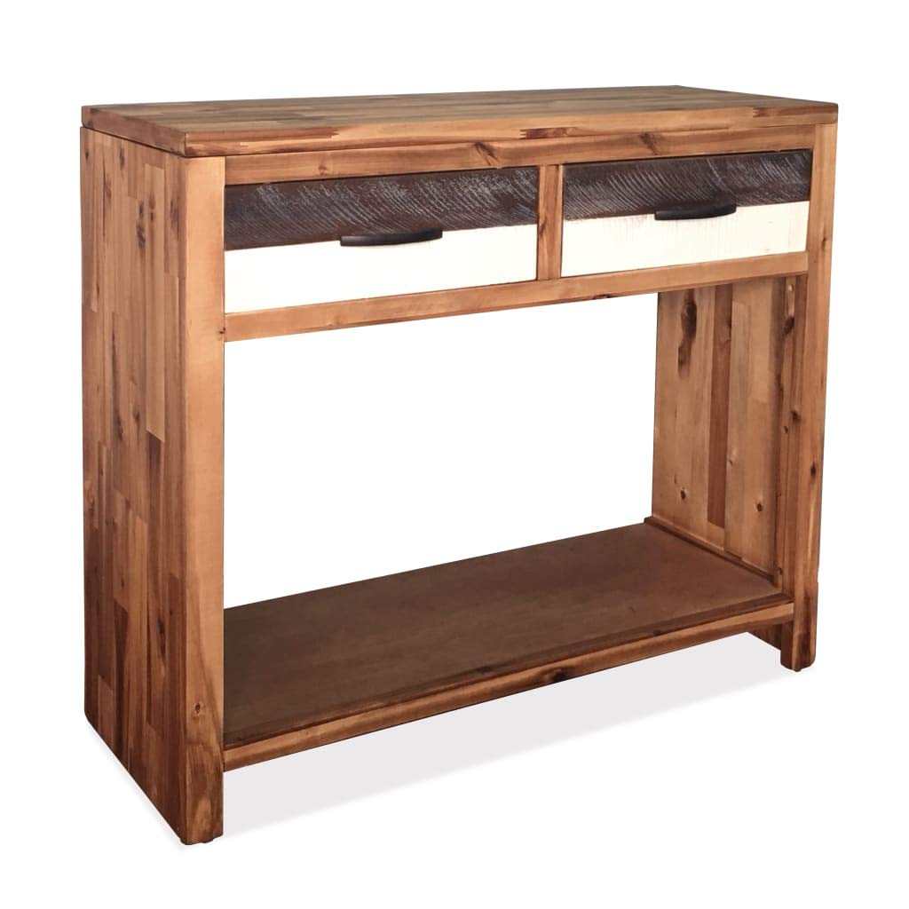 Modern Acacia Wood Console Table with Drawers - Entryway, Living Room, Bedroom Side Table - Multi-Functional for Home Office, Balcony & Coffee Table - Easy Assembly Solid Wood Furniture for Stylish Decor