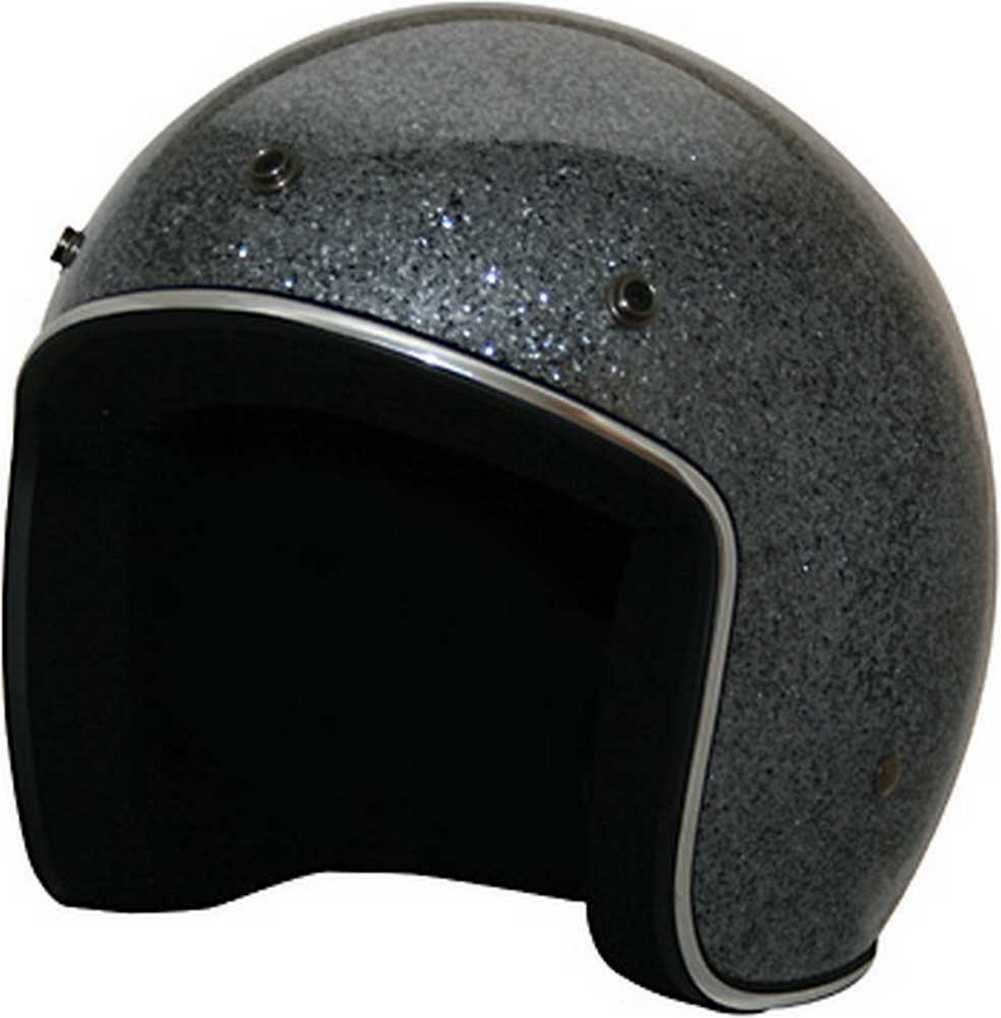 HCI Dark Silver Glitter Open Face Motorcycle Helmet with Visor - ABS Painted Shell for Men & Women - Perfect for Cruiser, Scooter, and Street Bike Riders (Model 10-030)