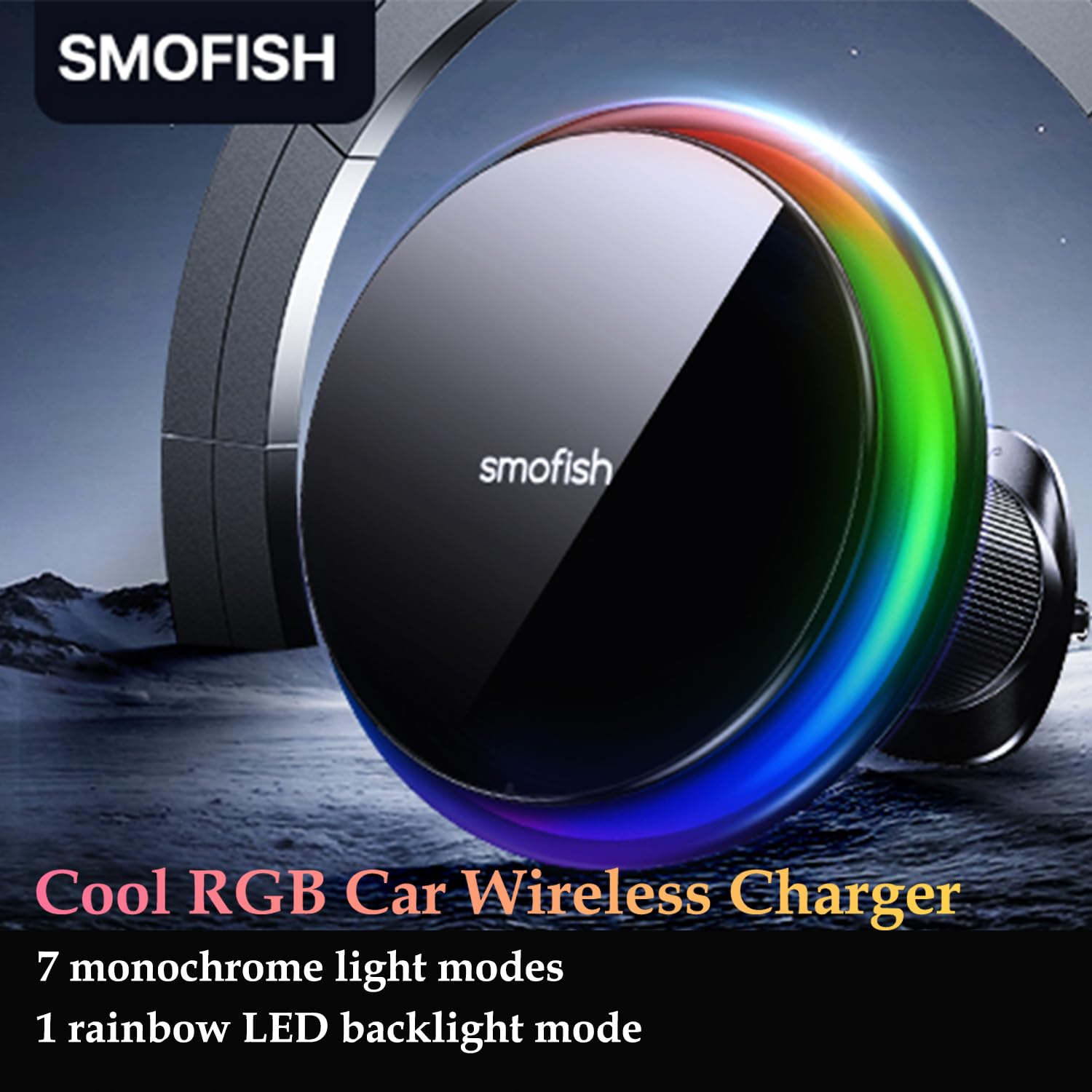 Magnetic Car Vent Mount with 15W Fast Wireless Charging - LED RGB Phone Holder for iPhone 16/15/14/13/12 | Secure Hands-Free Charging Solution for Commuting & Road Trips