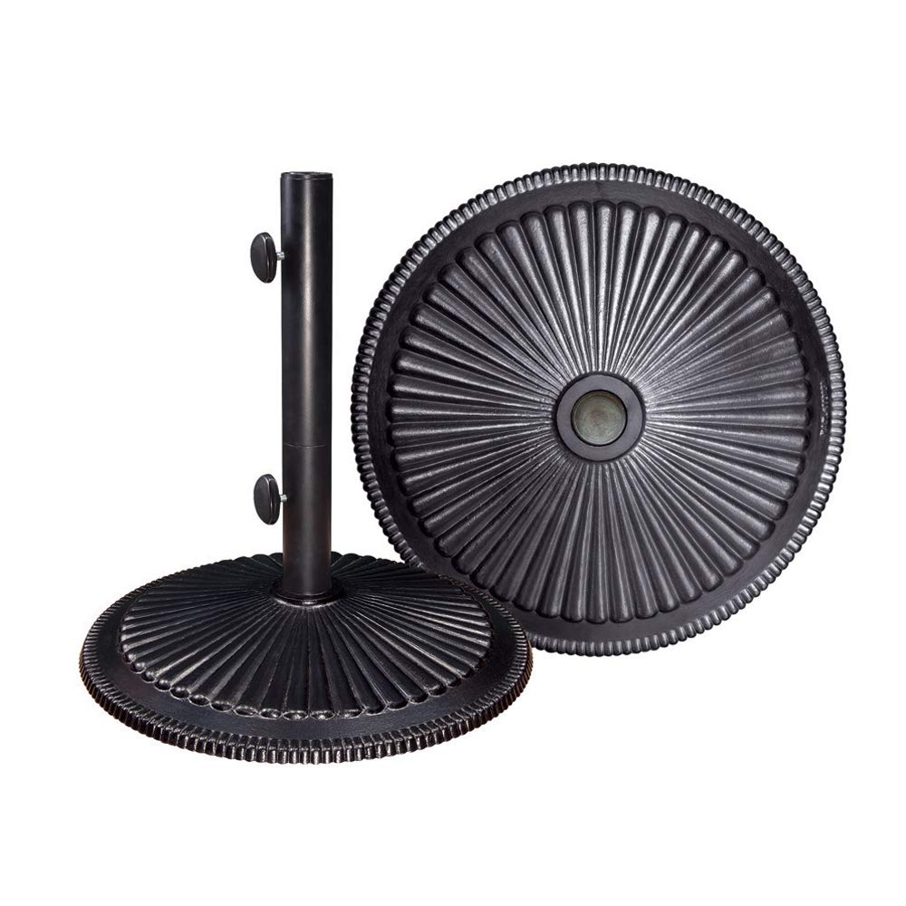 SimplyShade 50lb Cast Iron Patio Umbrella Base - Heavy Duty Free Standing Weighted Stand for Outdoor Market Umbrellas, Black | Perfect for Poolside, Backyard, Deck, Garden, and Patio Use