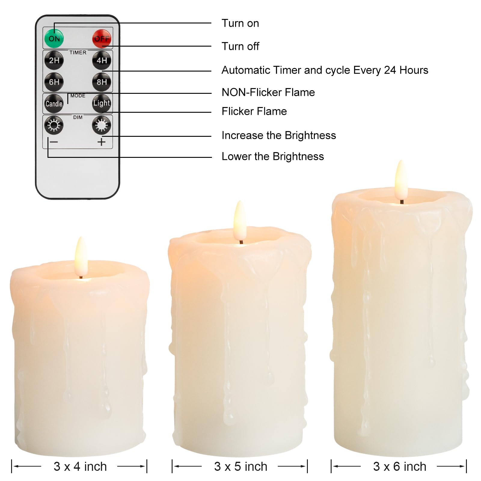Flameless LED Candles with Remote Control - Battery Operated Flickering Flame Candles Set - Realistic Dripping Wax Electric Candles for Home Decor, Christmas, Holiday Party & Wedding Centerpieces - Perfect for Romantic Dinners, Spa Relaxation & Cozy Ambiance