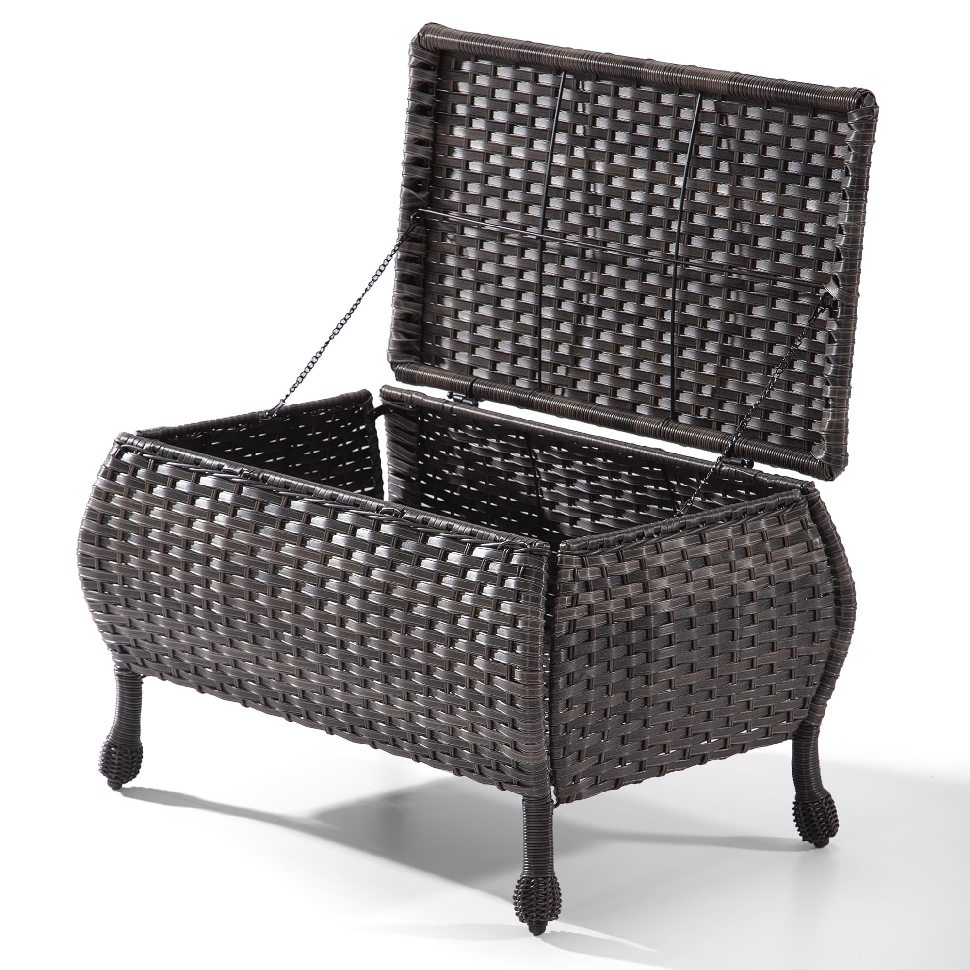 Joyside Outdoor Wicker Coffee Table - Brown PE Rattan Patio Table with Storage for Garden, Deck, Porch | Perfect for Poolside Lounging & Backyard Entertaining