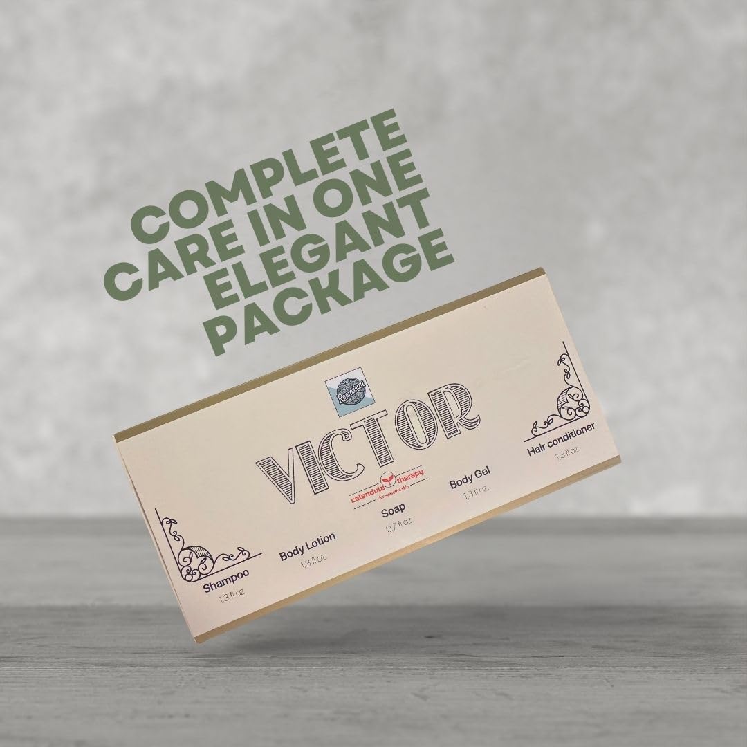 Victor Travel-Size Toiletries Set - Goji Berry Scent | Bulk Shampoo, Body Lotion, Body Wash, Hair Conditioner, Bar Soap (125 Pieces, 25 Boxes) | Vacation Rental Essentials, Hotel Amenities, Travel Kits | Made in Turkey | Perfect for Hotels, Airbnb, Gyms & Travelers