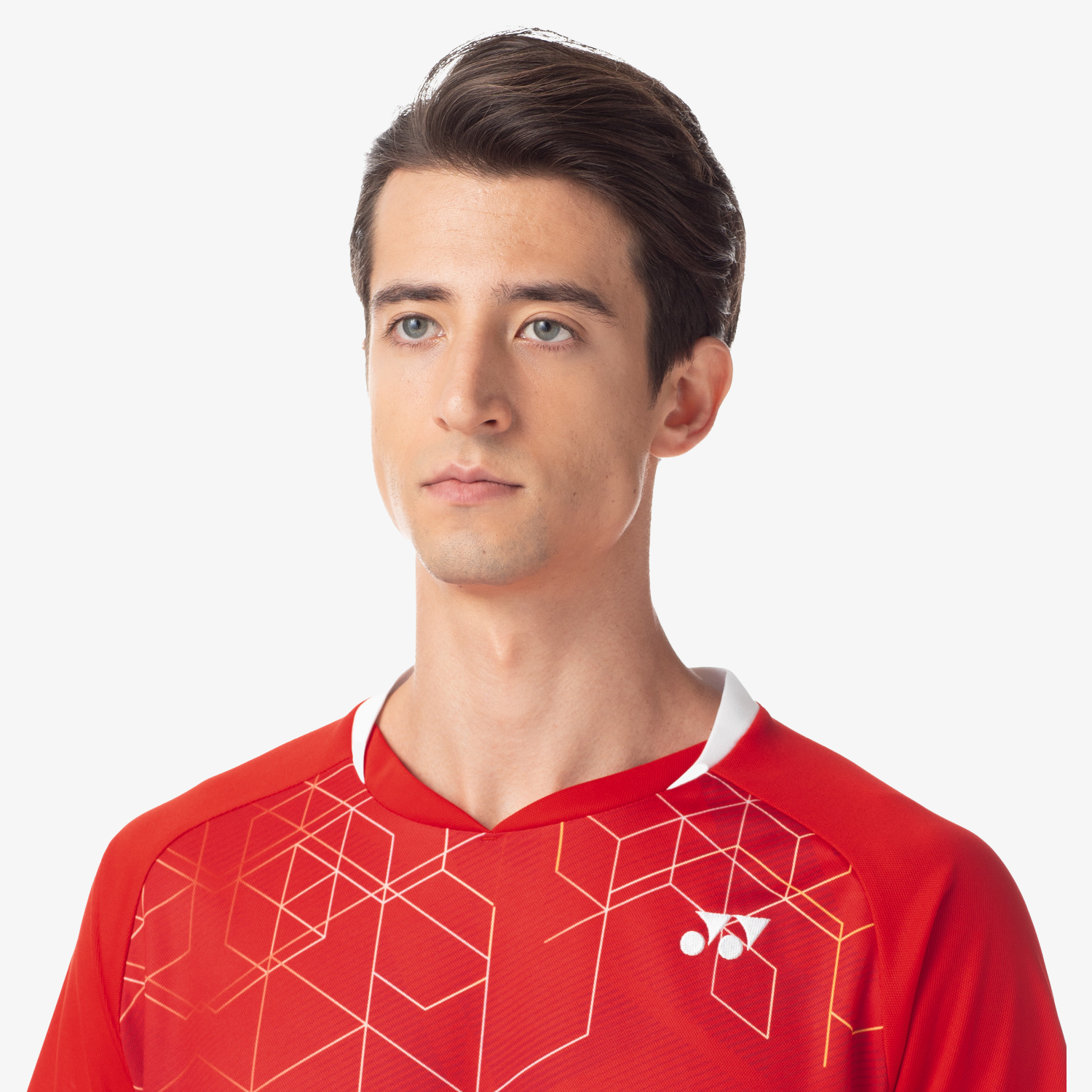 Yonex Men's Crew Neck Performance Tennis Shirt 10602 - Moisture Wicking, UV Protection, Breathable Fabric (Sunset Red) - Perfect for Tennis, Badminton & Casual Wear