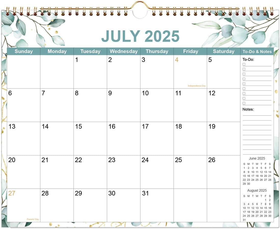 2025-2026 18-Month Wall Calendar (July 2025-December 2026) - Premium Paper, Twin-Wire Binding with Hanging Hook, 12