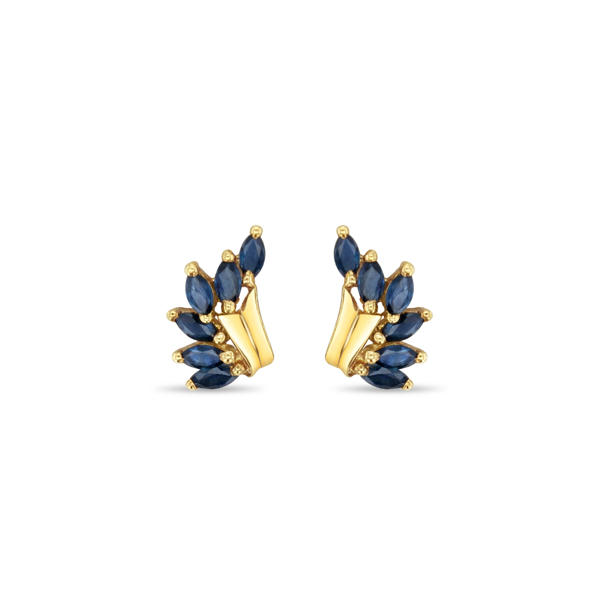 14k Yellow Gold Marquise Sapphire Wing Style Earrings for Women - Elegant Dangle Earrings for Parties, Weddings & Special Occasions