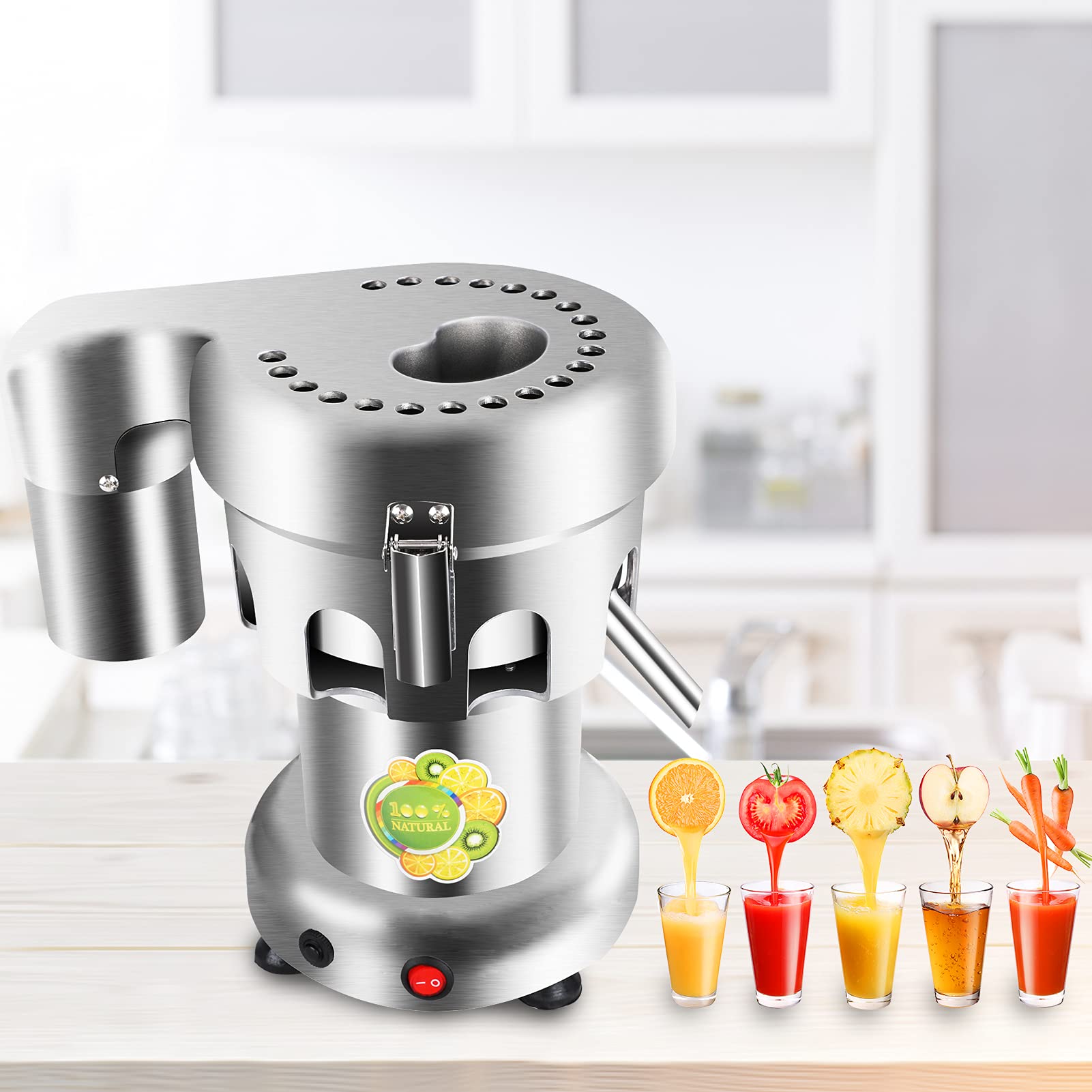 Commercial Stainless Steel Electric Juicer Machine 110V 370W Heavy Duty Juice Extractor for Fruits Vegetables - Perfect for Restaurants, Cafes, Juice Bars & Healthy Home Use