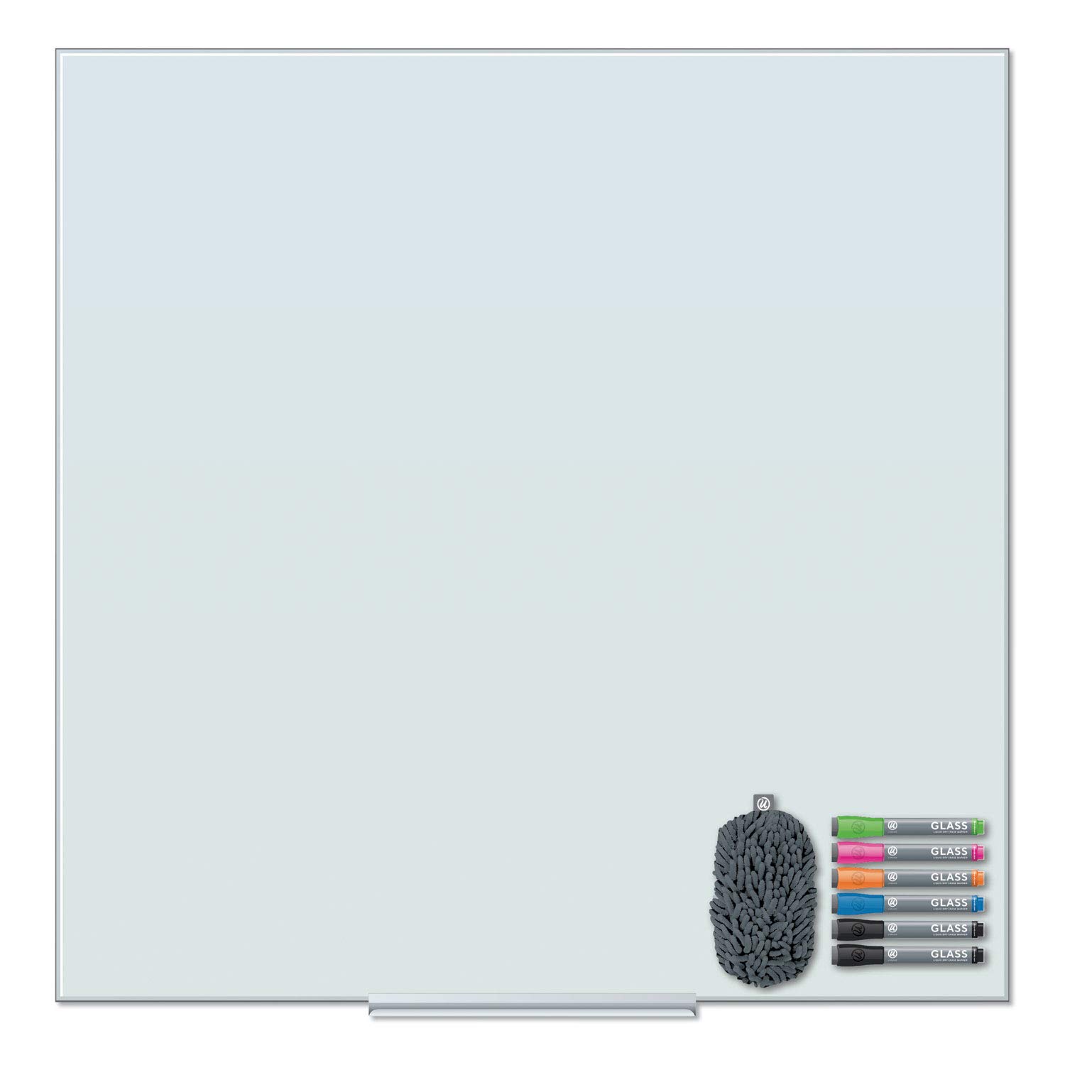 U Brands 3976U00-01 36x36 Inch Floating Glass Dry Erase Board - White Framed Wall Whiteboard for Office, Classroom & Home Use - Perfect for Presentations, Notes & Planning