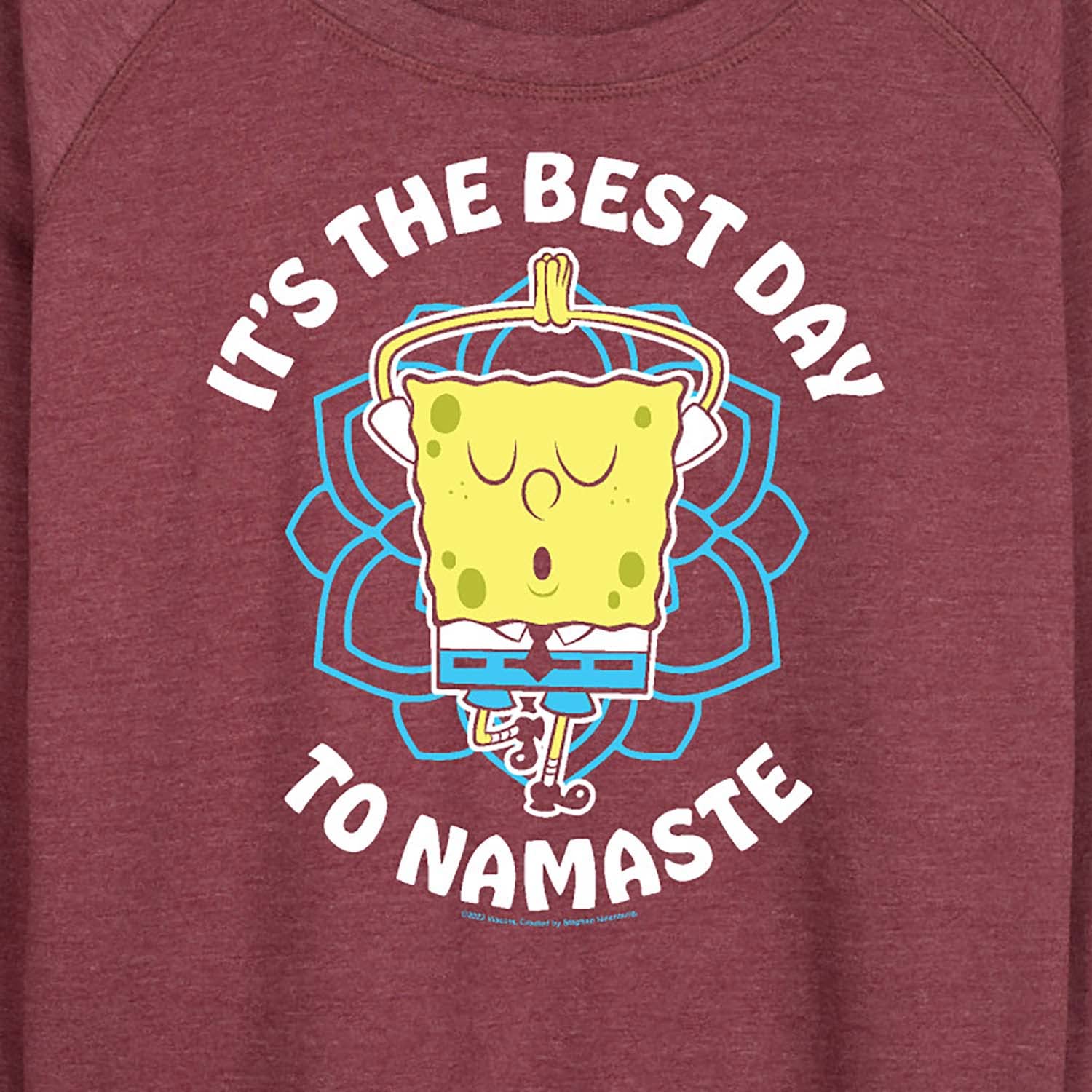 HYBRID APPAREL SpongeBob SquarePants The Best Day To Namaste Women's Lightweight French Terry Pullover Hoodie - Soft Lounge Wear for Yoga, Casual Outfits & Relaxing at Home