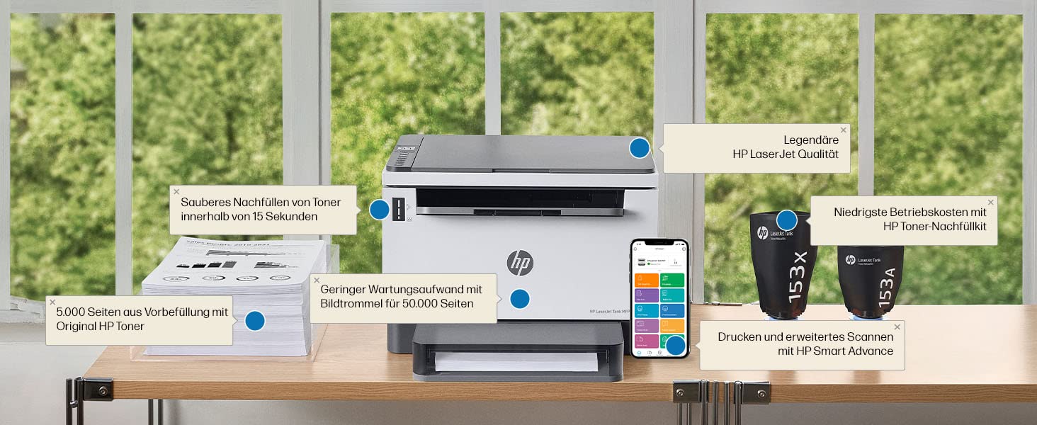 HP LaserJet Tank MFP 1604w Wireless All-in-One Printer - Monochrome Laser Printer with Print, Copy, Scan | Fast Wi-Fi Connectivity | Home Office & Small Business Use