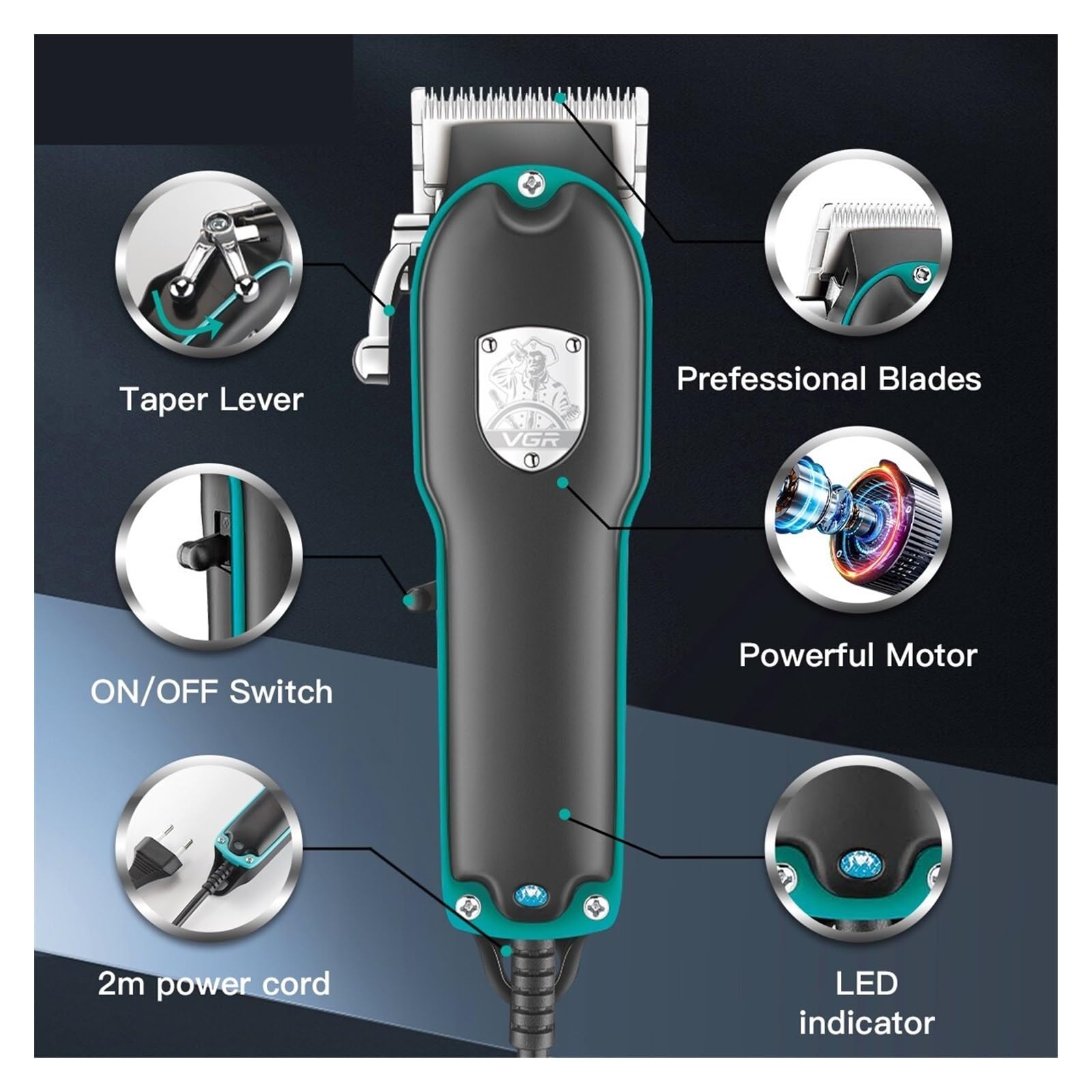 Professional Electric Hair Clipper for Men - Adjustable Wired Razor Trimmer with Storage Box | Home Barbering, DIY Haircuts & Grooming Kit